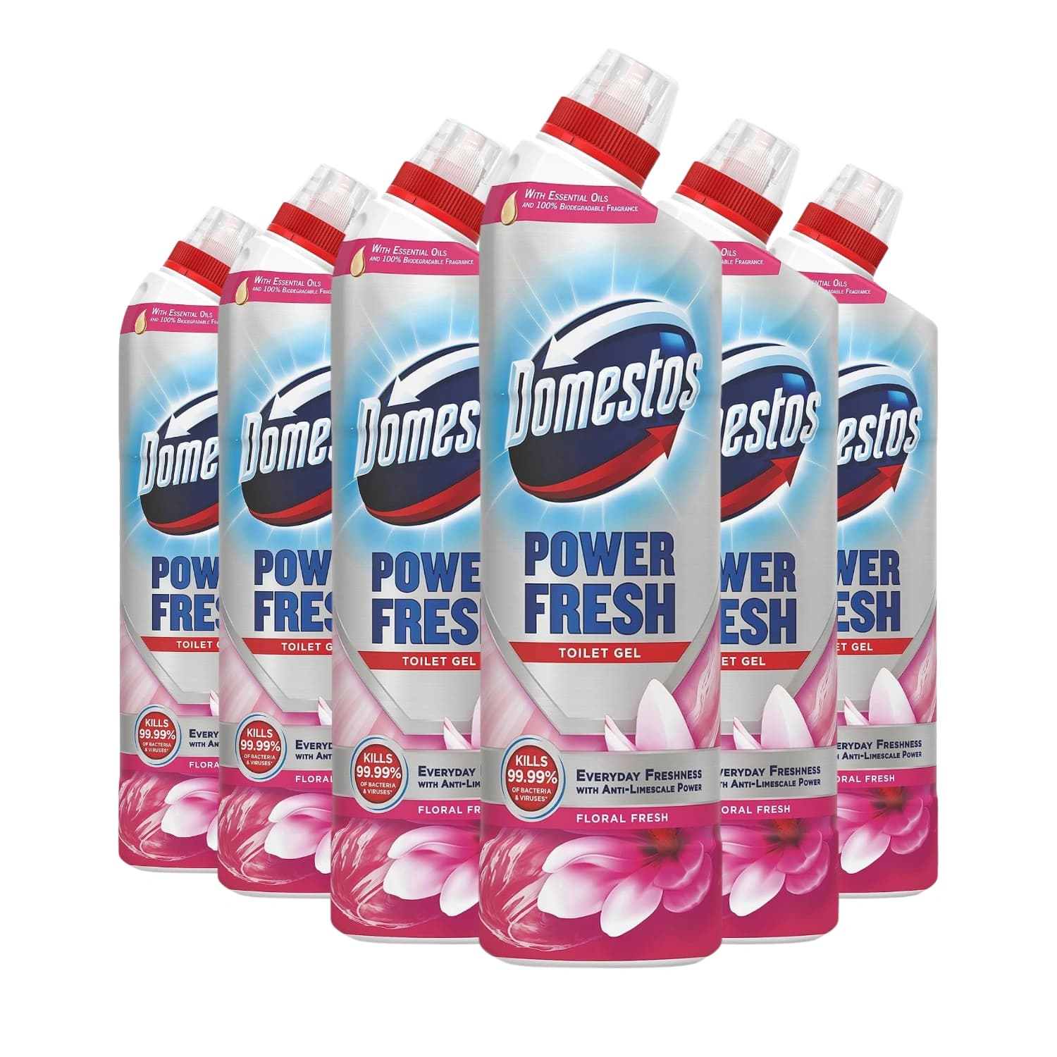 Domestos Power Fresh Toilet Gel Floral Fresh 750ml - Pack of 6