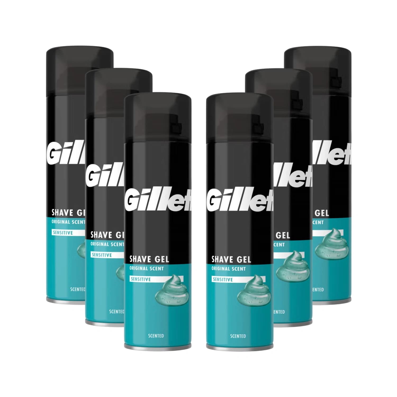 Gillette Shave Gel Sensitive Original Scent, 200ml x 6 Pack