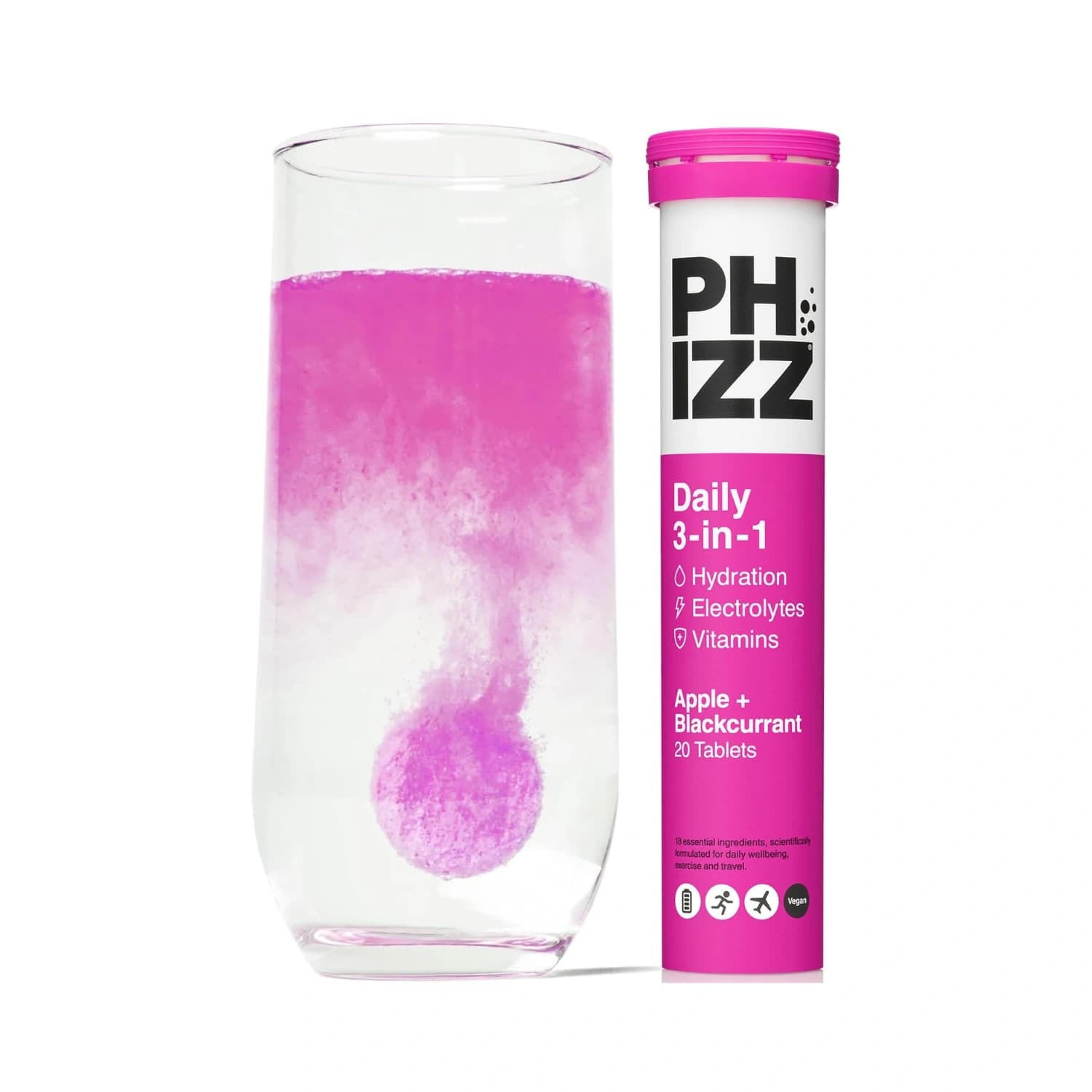 Phizz Apple + Blackcurrant 3in1 Hydration, 20 Tablets