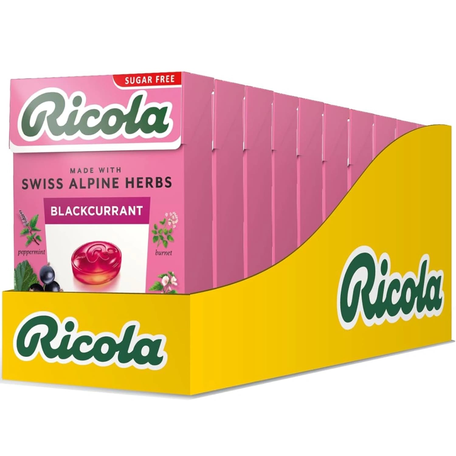 Ricola Blackcurrant Sugar Free Sweets 45g - Pack of 10