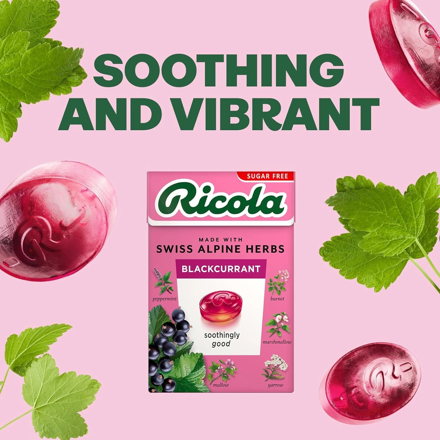 Ricola Blackcurrant Sugar Free Sweets 45g - Pack of 10