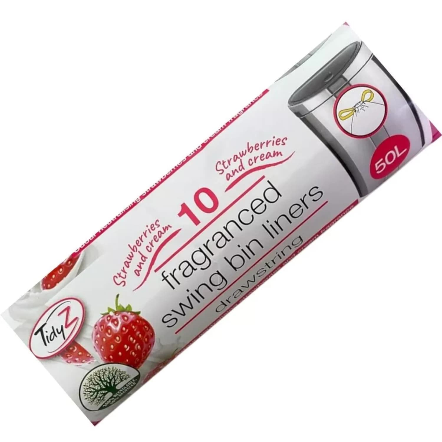 Tidyz 10 Swing Bin Liners Strawberry & Cream 50L - Pack of 5