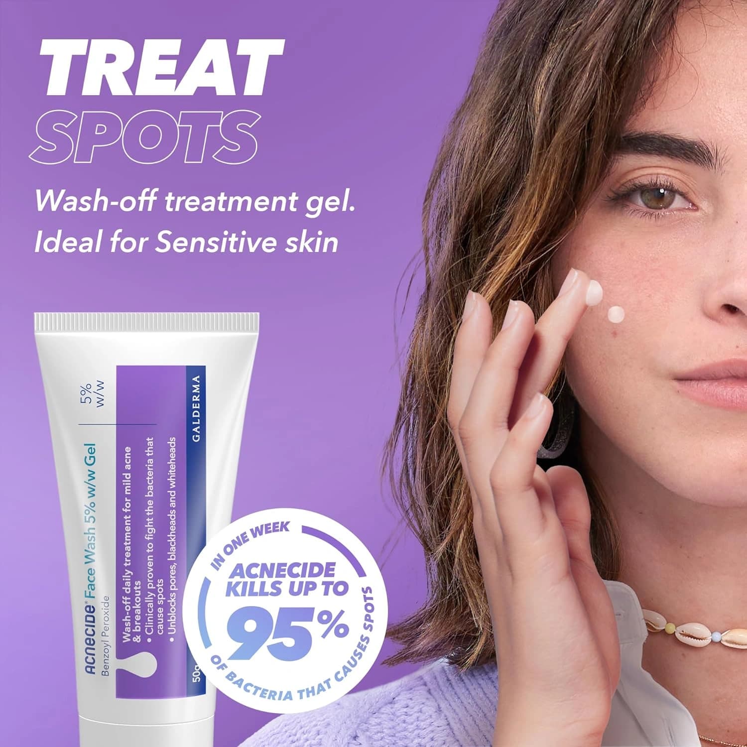 Acnecide Face Wash Gel 5% for Spot-Prone Skin 50g