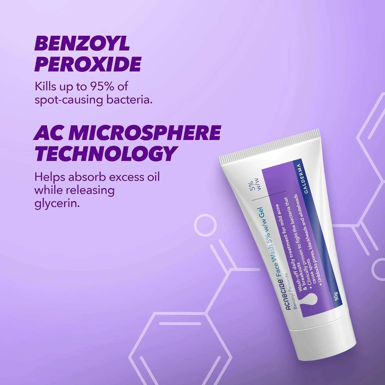 Acnecide Face Wash Gel 5% for Spot-Prone Skin 50g