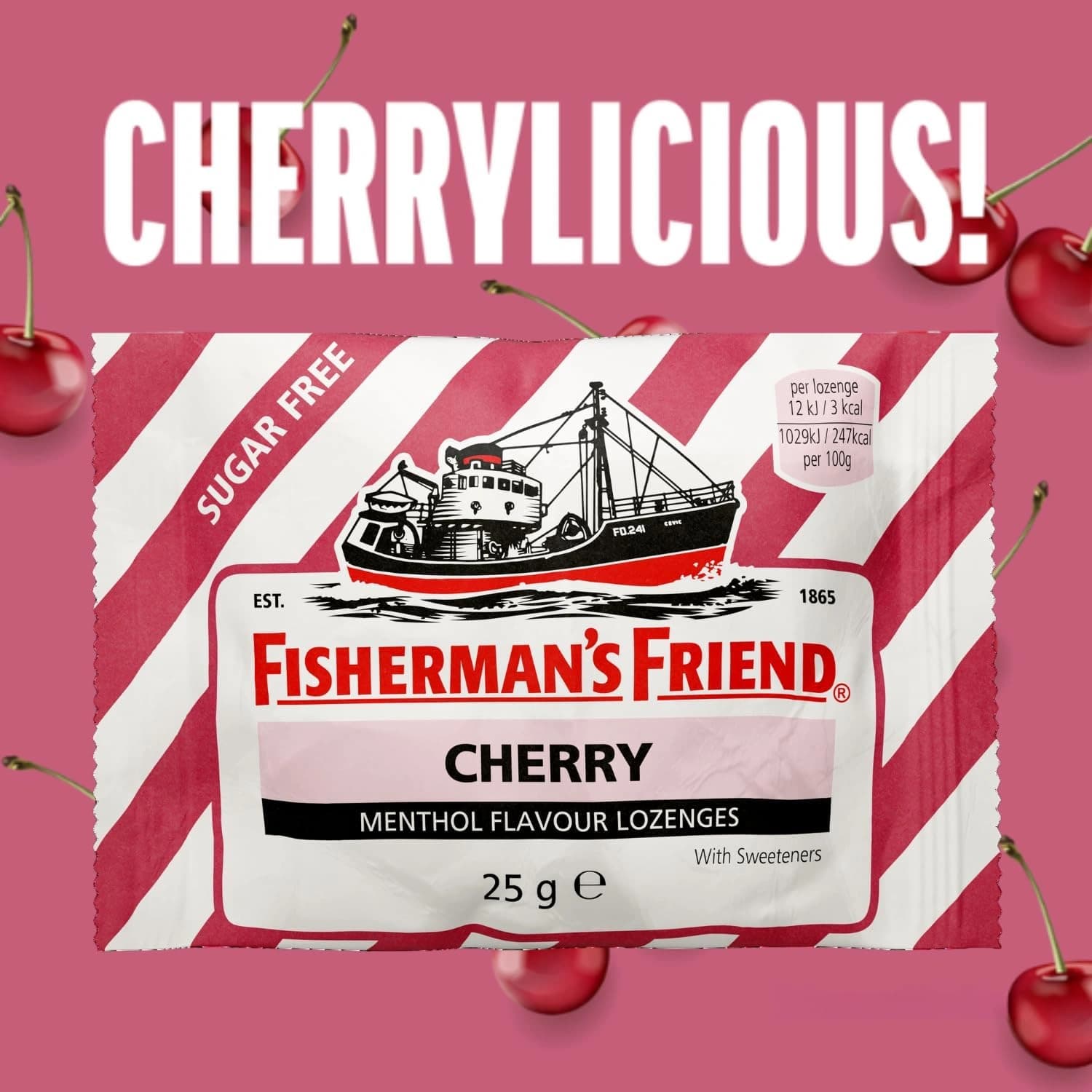 Fisherman's Friend Lozenges Cherry Menthol 25g - Pack of 24