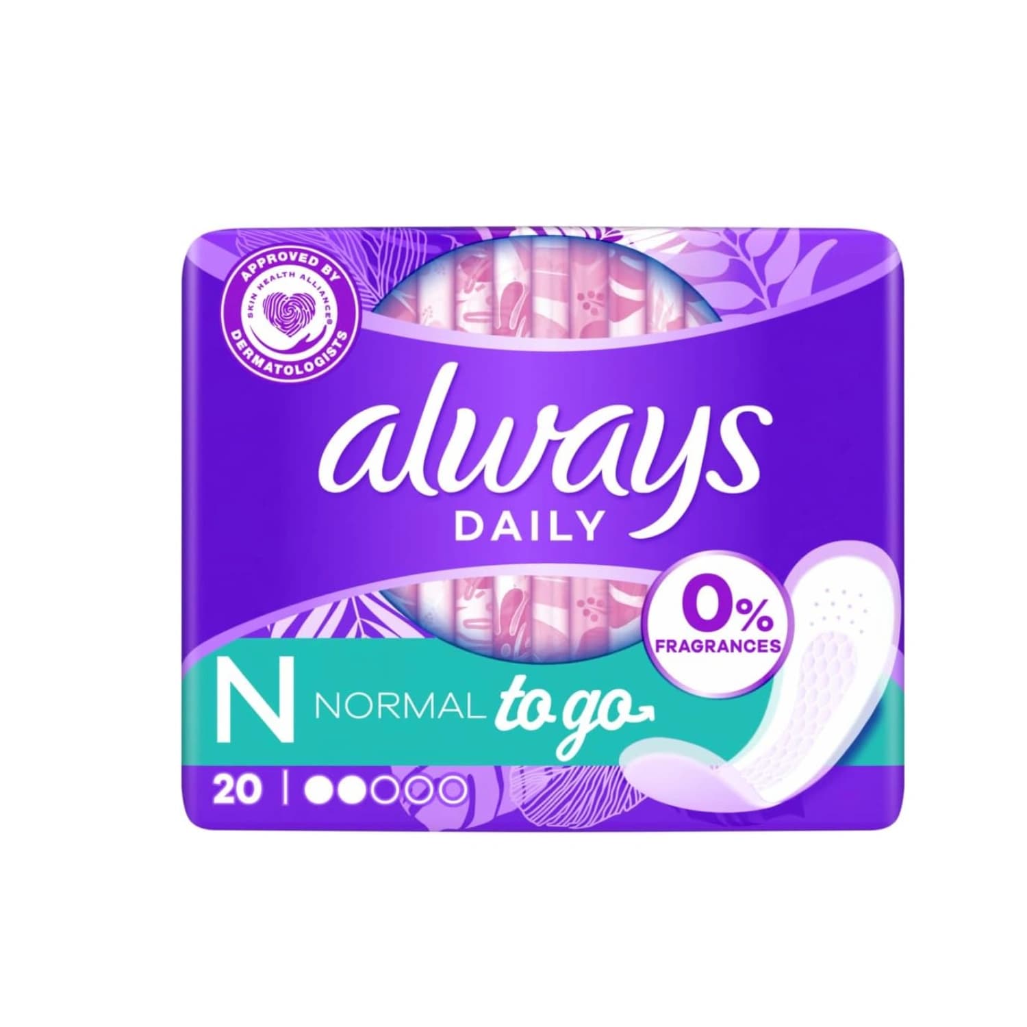 Always Daily Fresh Singles To Go Panty Liners 20 Pack