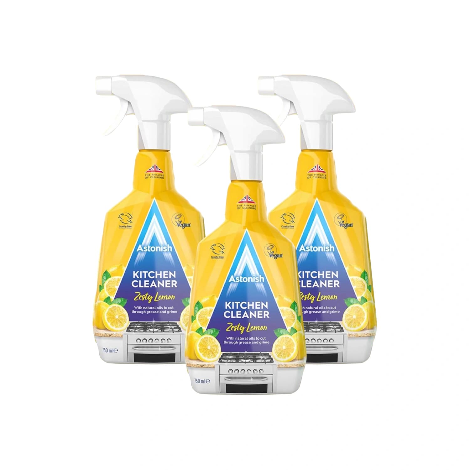 Astonish Kitchen Cleaner Zesty Lemon, Vegan And Cruelty Free, 750ml (Pack of 3)