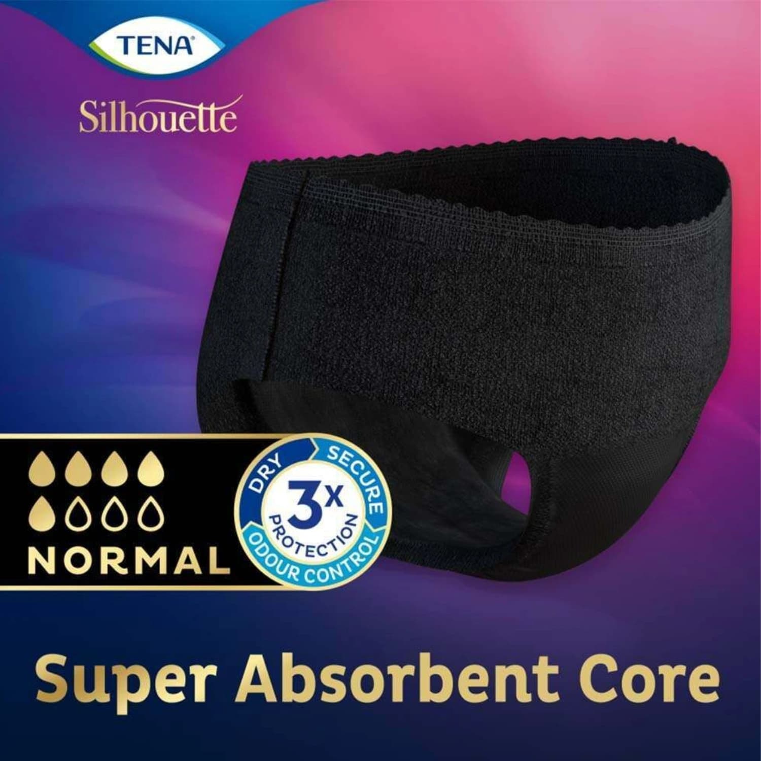 TENA Silhouette Plus Low Waist Pants Black Medium 12 Pack