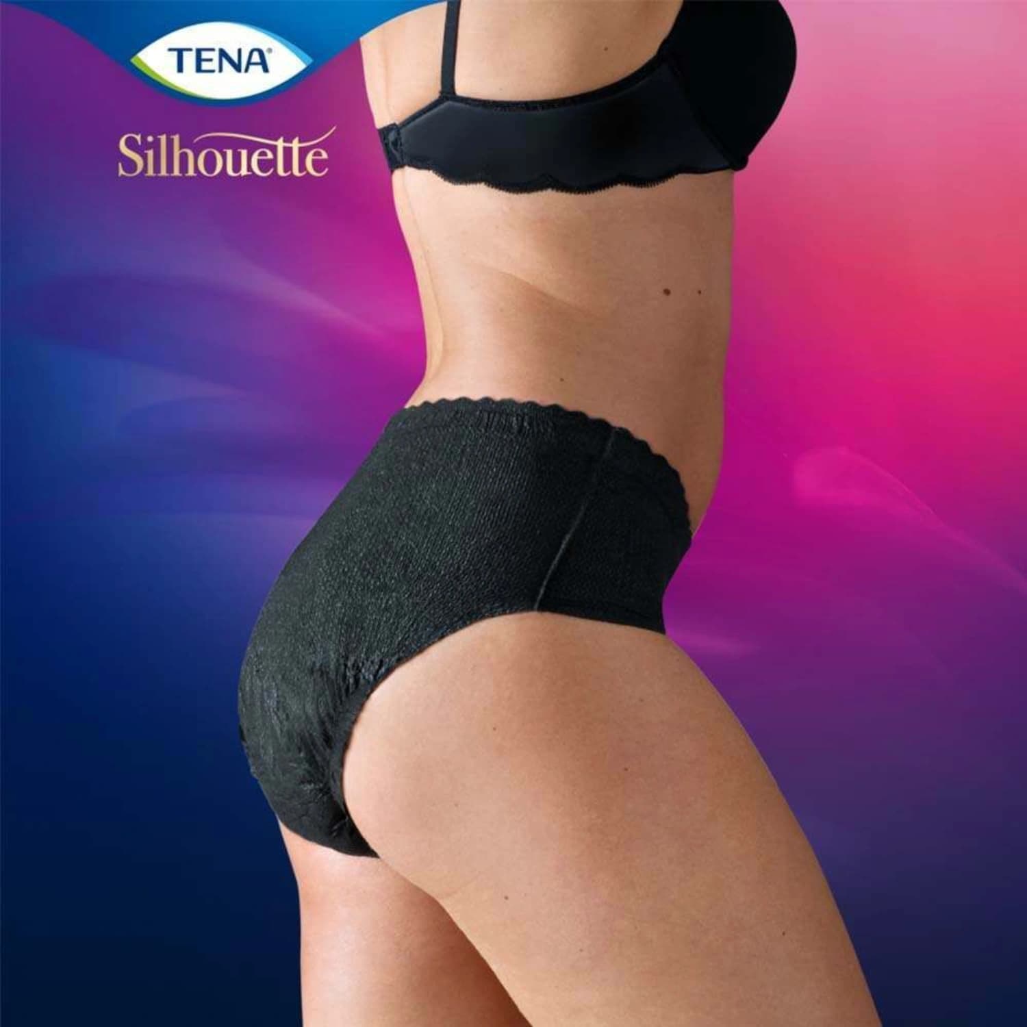 TENA Silhouette Plus Low Waist Pants Black Medium 12 Pack