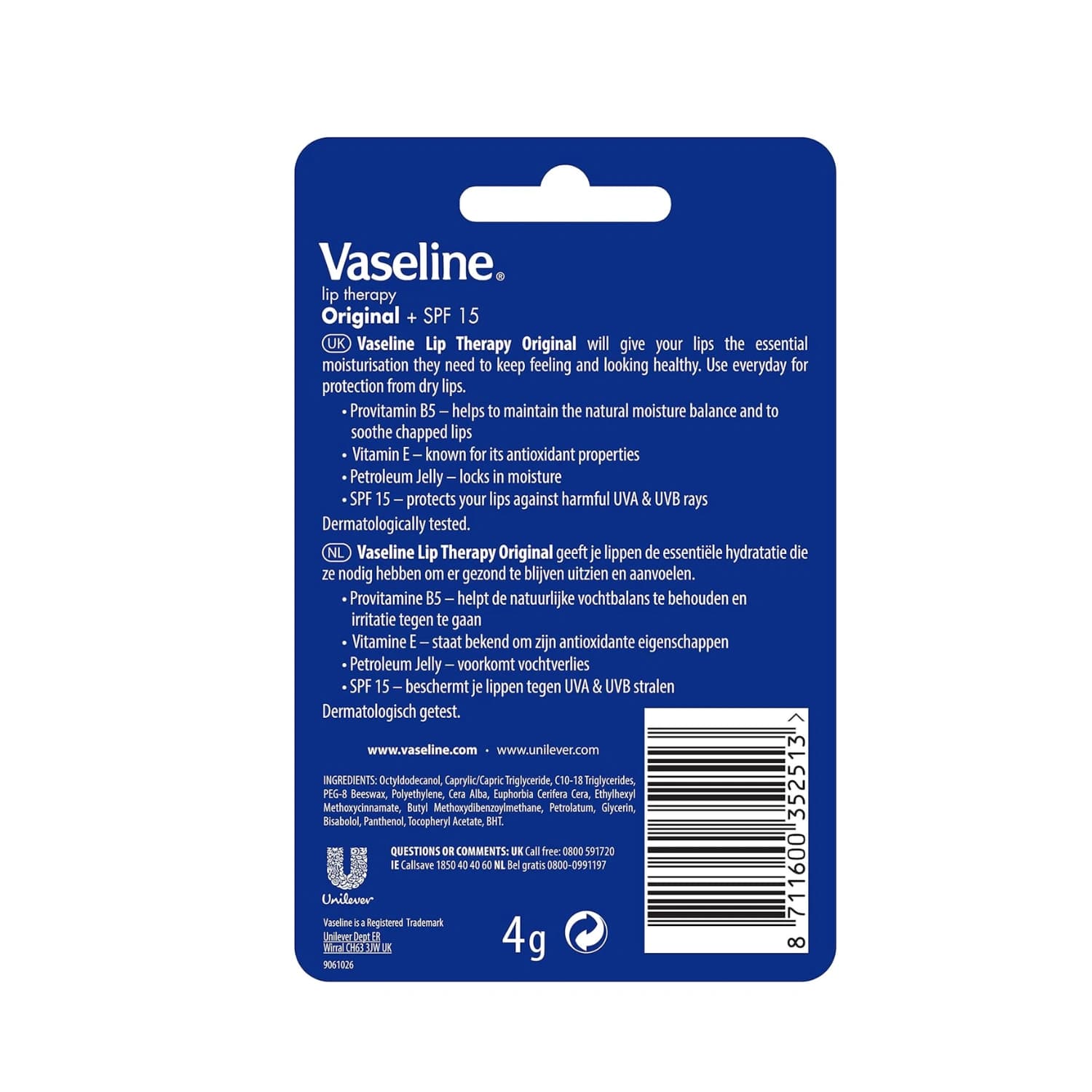 Vaseline Lip Therapy Original Lip Balm 4g