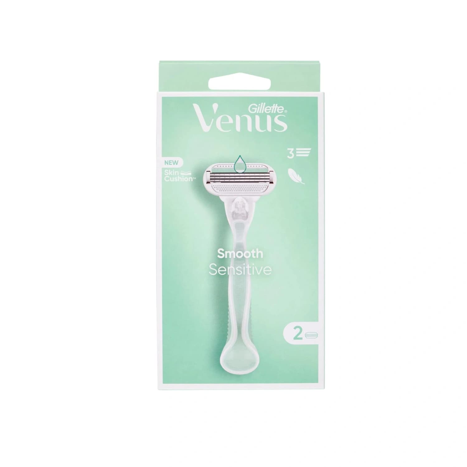 Gillette Venus Smooth Sensitive Women's Shaver with 2 Razor Blades