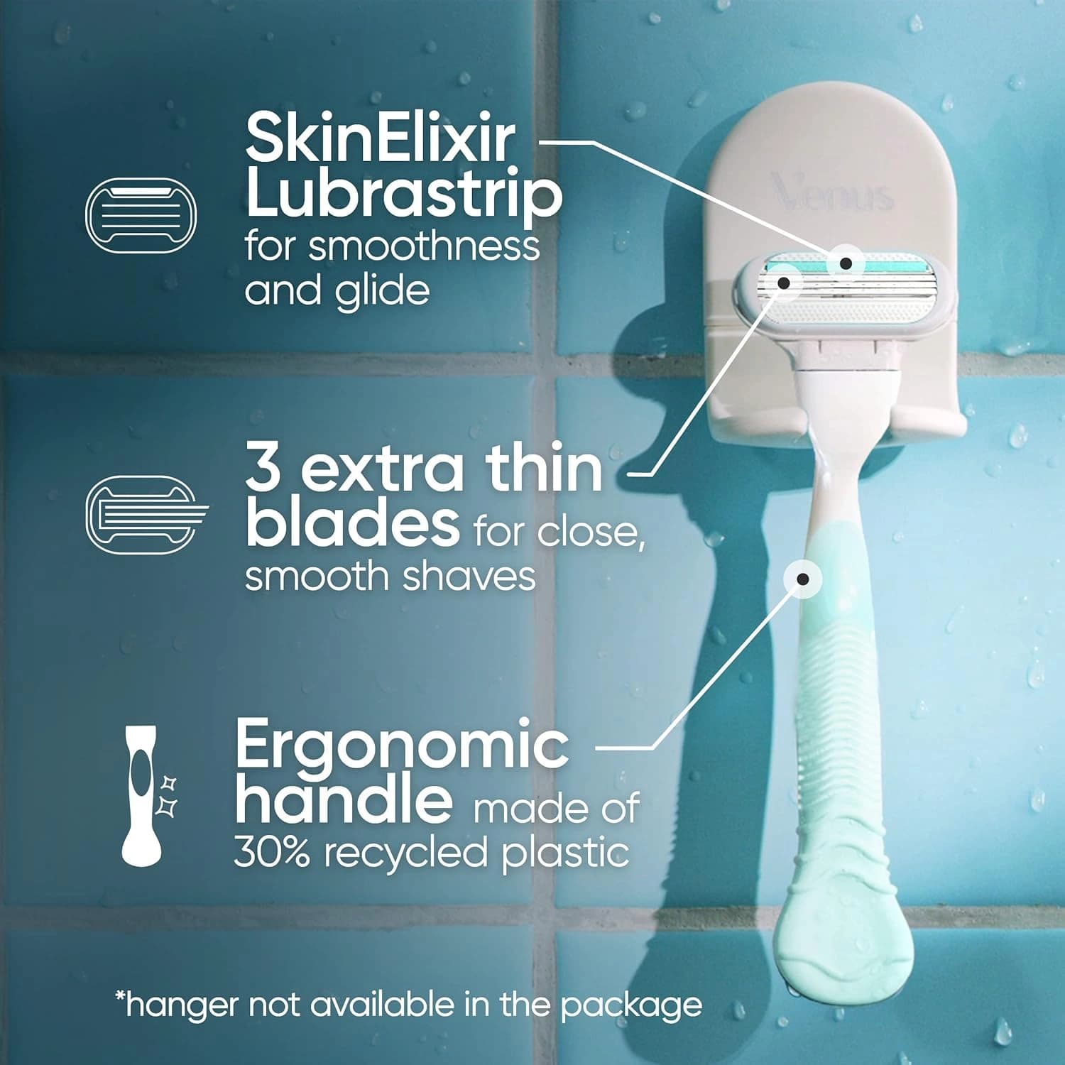 Gillette Venus Smooth Sensitive Women's Shaver with 2 Razor Blades