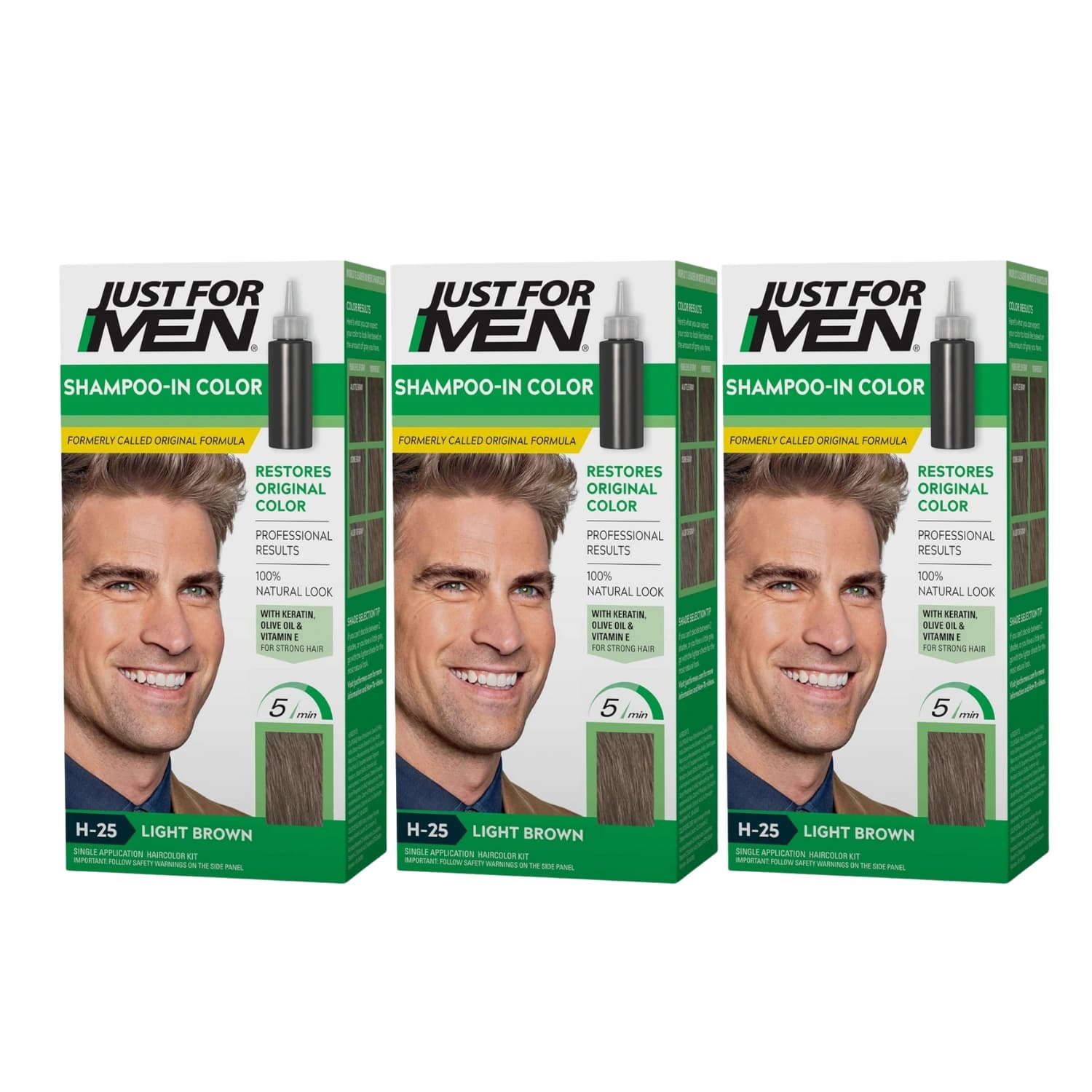 Just For Men Original Formula Haircolour Light Brown H-25 - Pack of 3