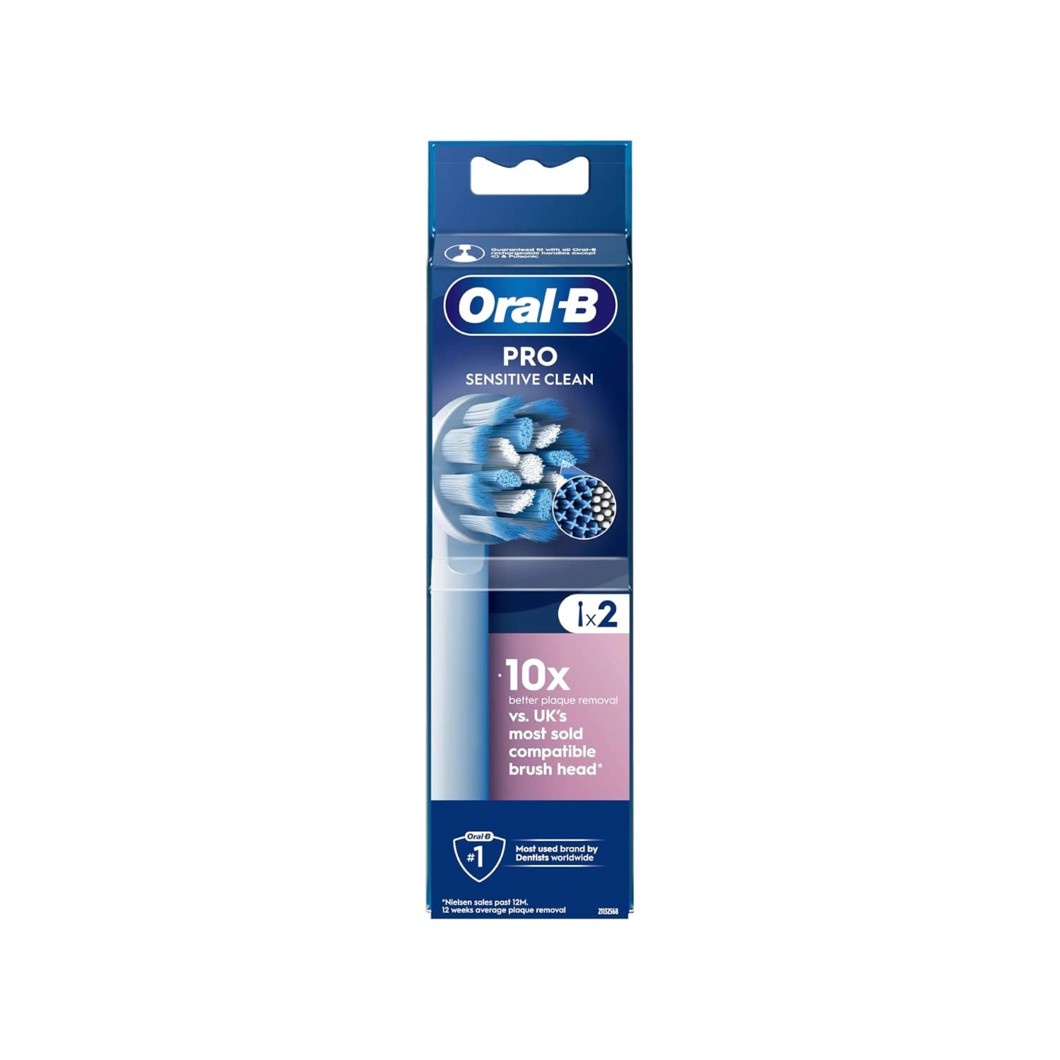 Oral-B Pro Sensitive Clean X-Filaments Replacement Toothbrush Head - Pack of 2, White