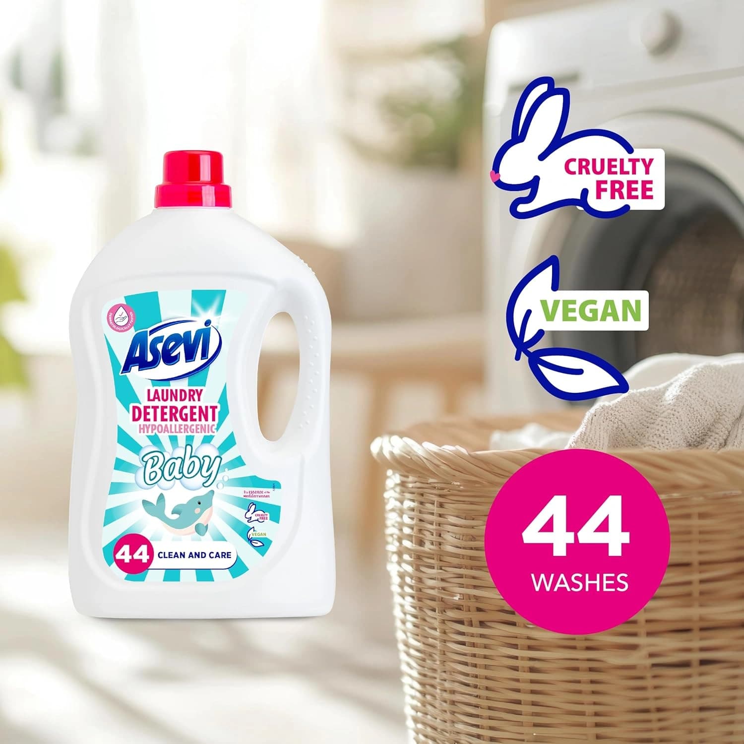 Asevi Laundry Liquid Detergent 2376ml, 44 Washes, Baby