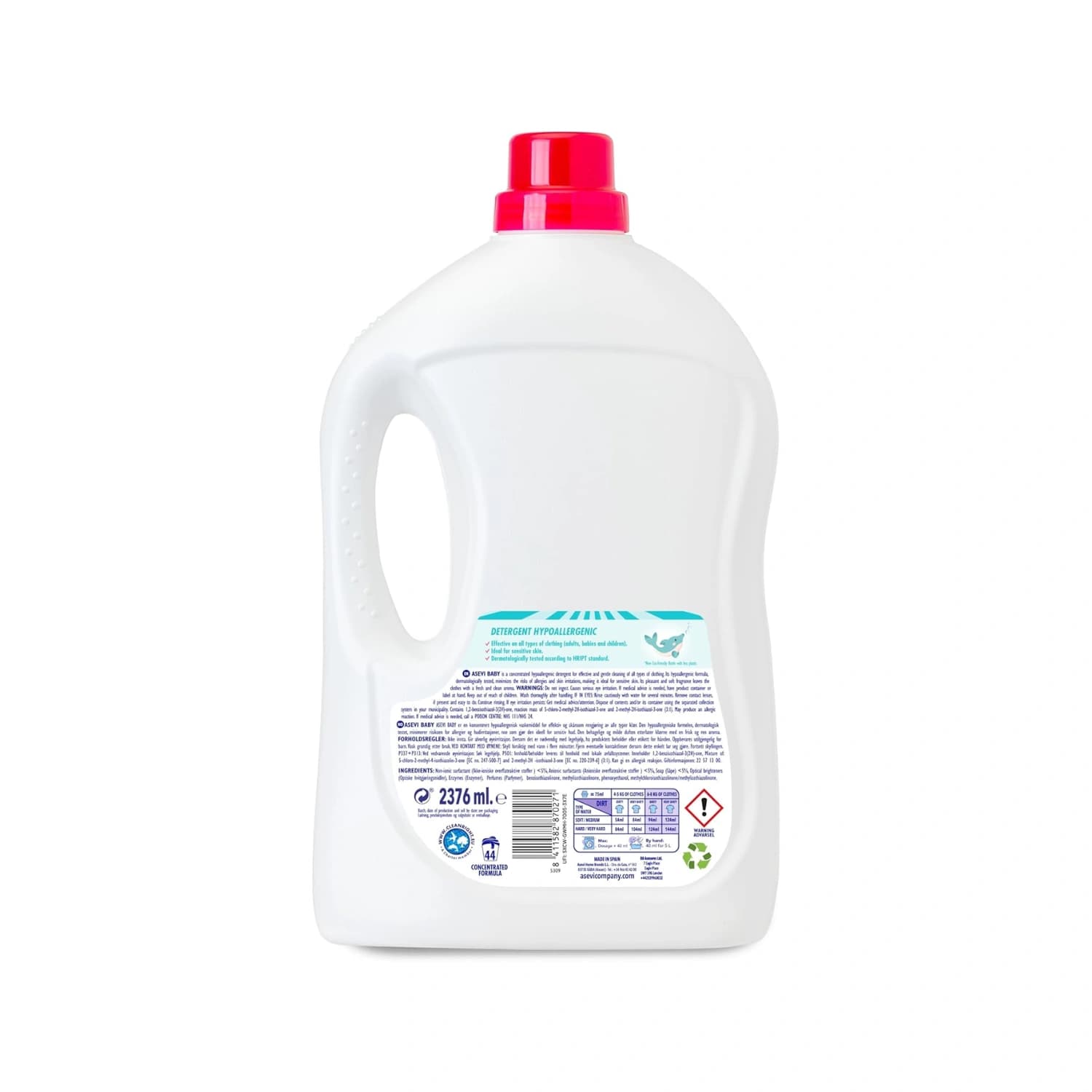 Asevi Laundry Liquid Detergent 2376ml, 44 Washes, Baby