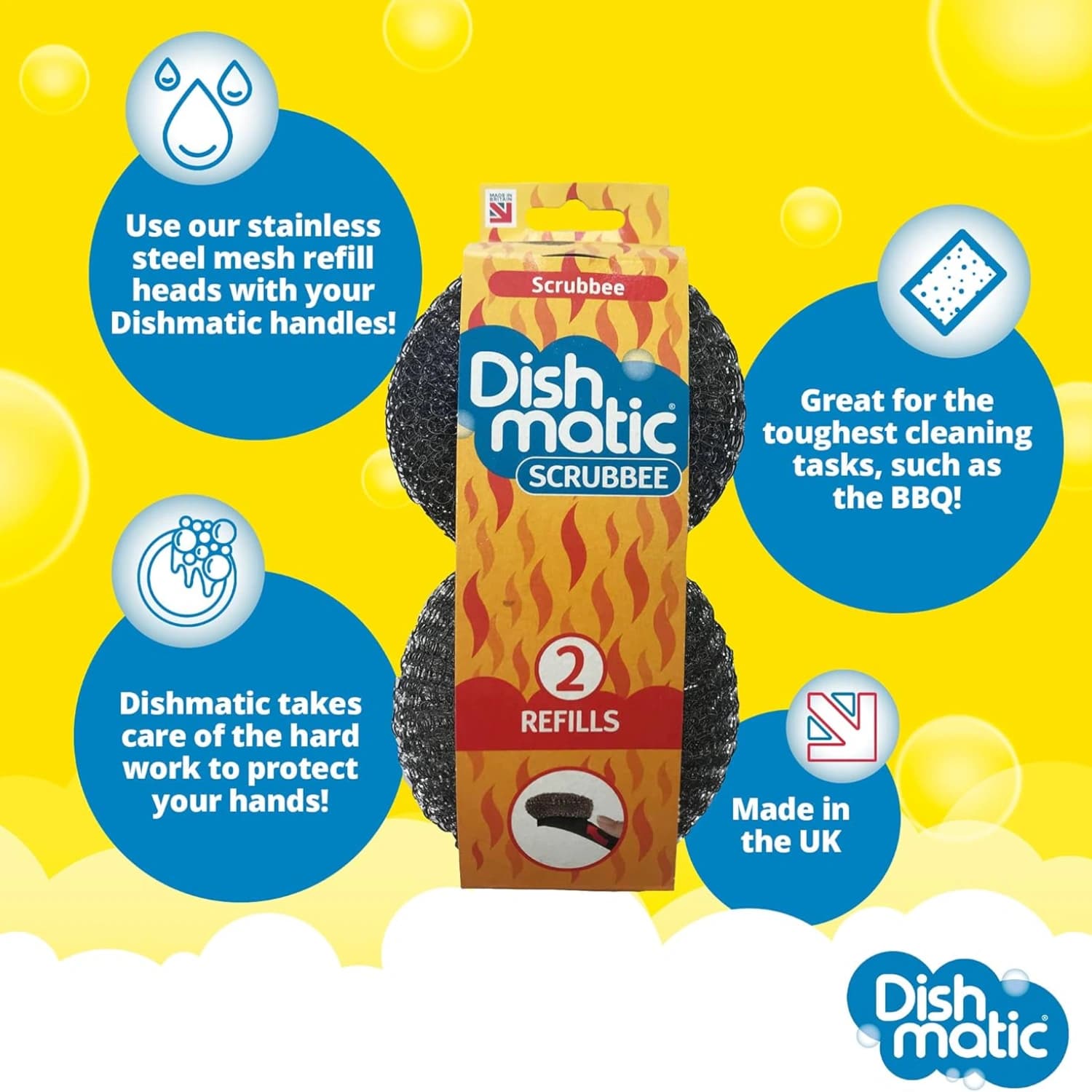 Dishmatic Scrubbee Head Refills for Cleaning - 2pk
