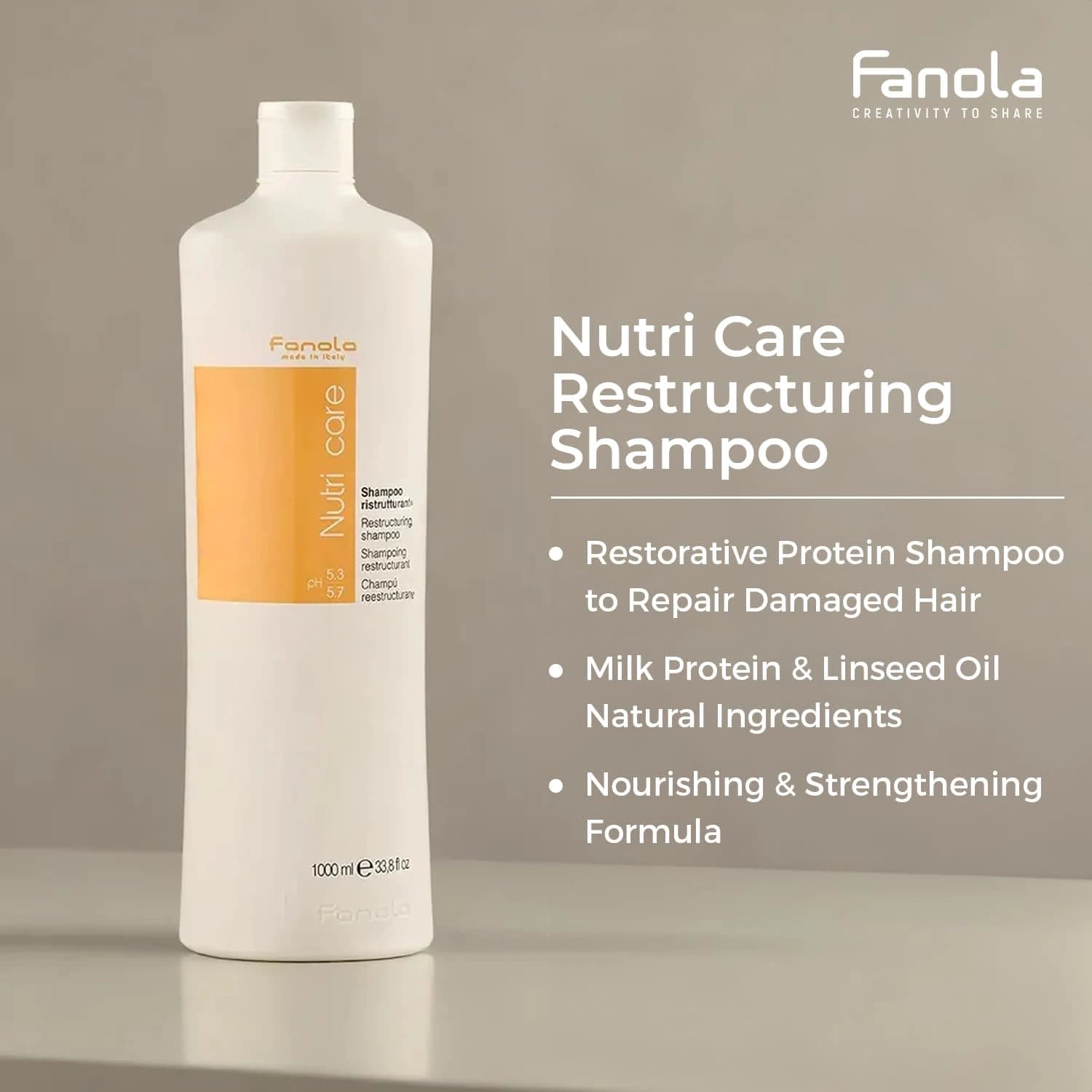 Fanola Nourishing Restructuring Shampoo For Dry And Brittle Hair 1000ml