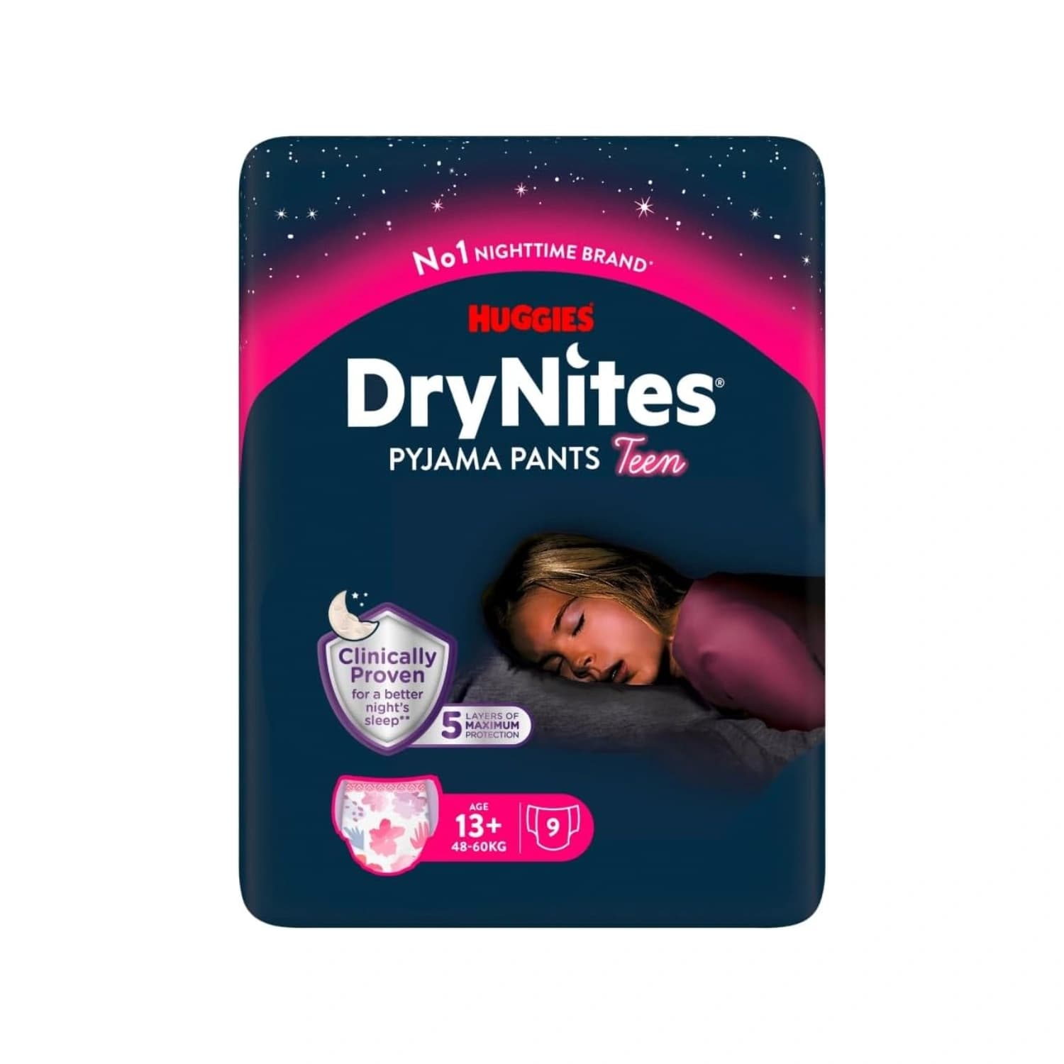 Huggies DryNites Pyjama Pants Girl 8-13 Years Nappies 9 Pack