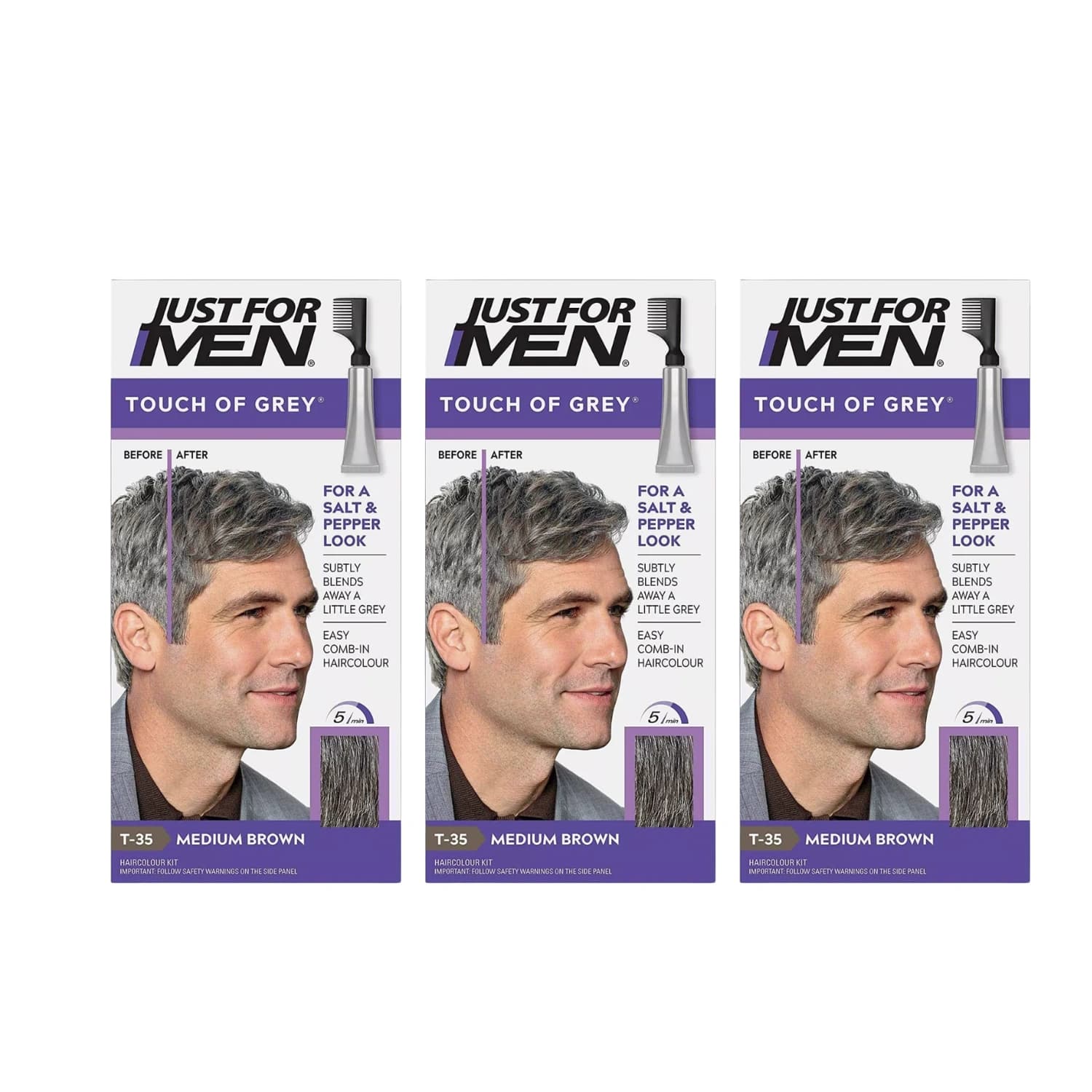 Just For Men Touch of Grey Medium Brown T35 - Pack of 3