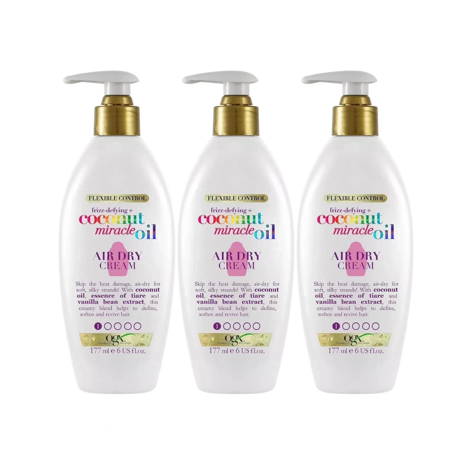 Ogx Frizz Defying Coconut Oil Air Dry Cream 177ml - Pack of 3