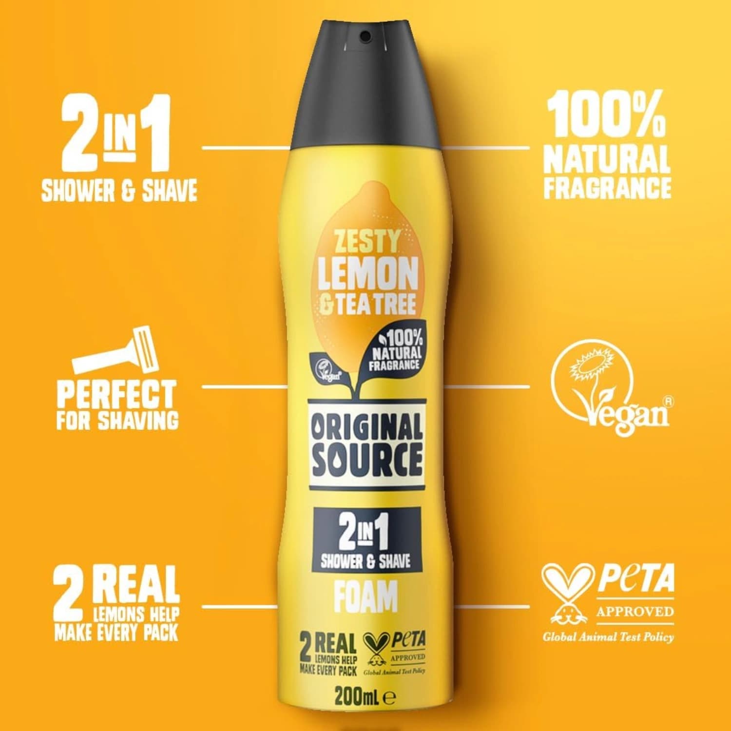 Original Source Lemon and Tea Tree Foaming Shower Gel 200ml