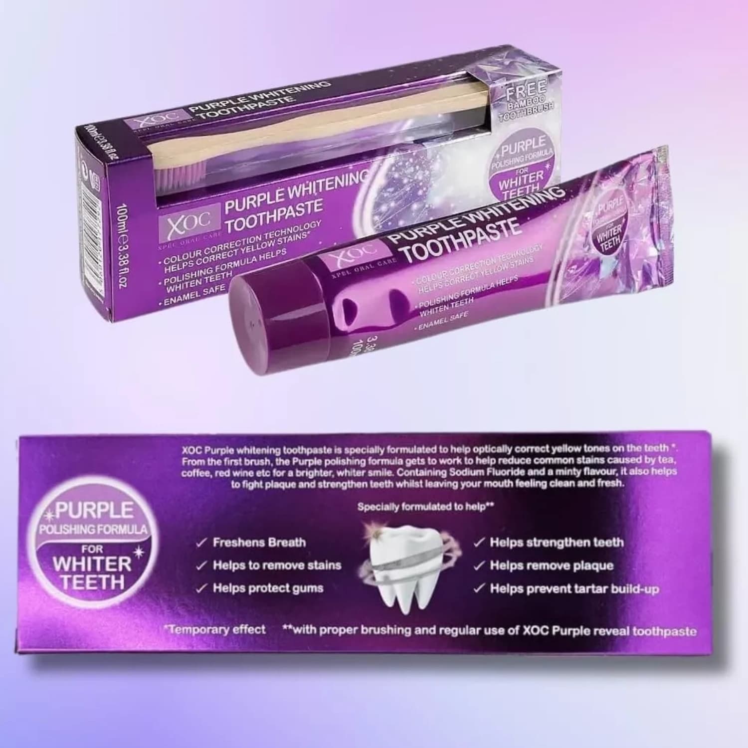 XOC Purple Whitening Toothpaste 100ml + Toothbrush