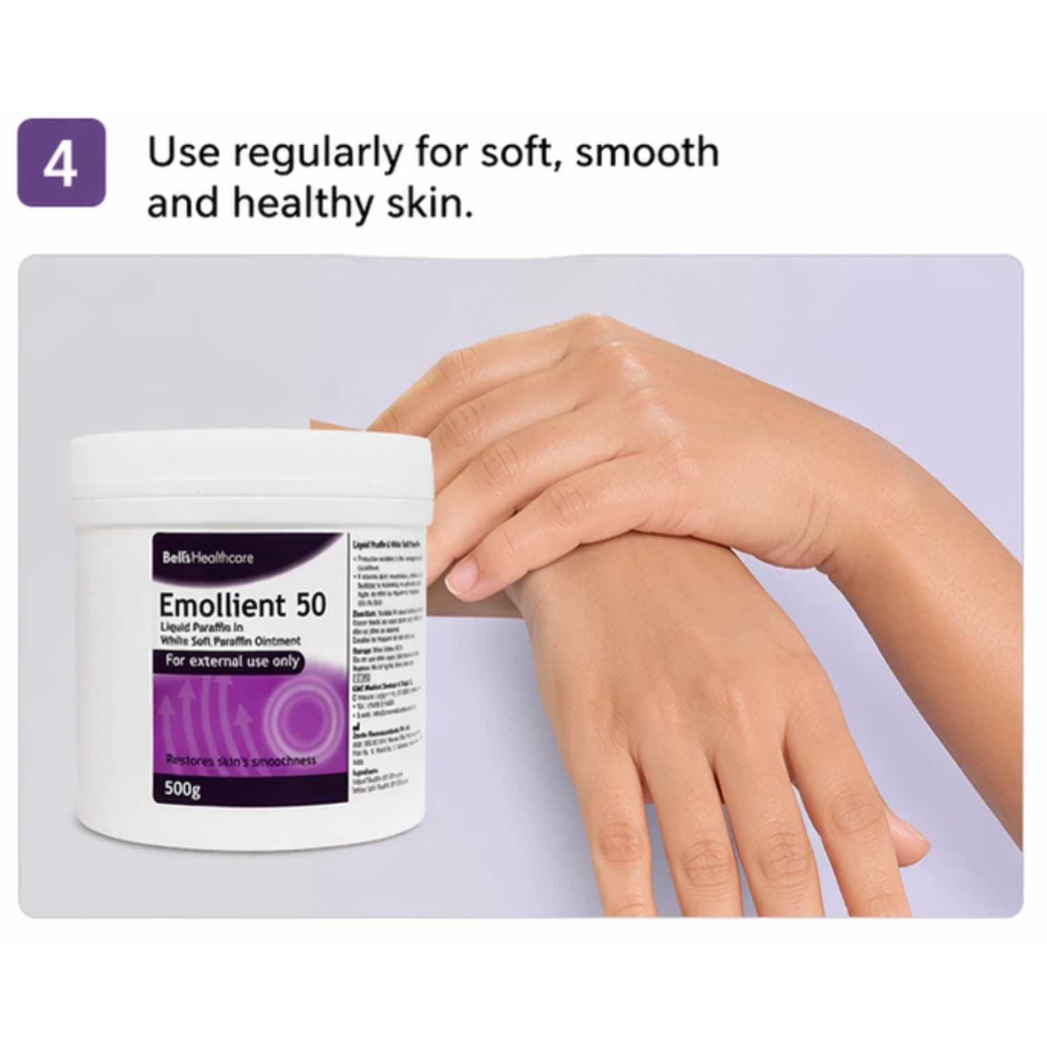 Emollient 50 Liquid Paraffin In White Soft Paraffin Ointment 500g
