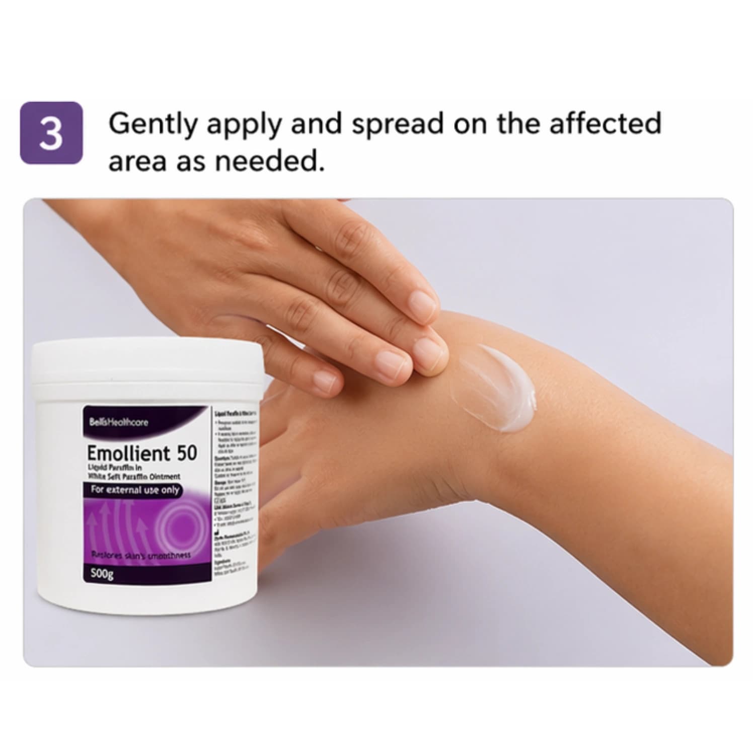 Emollient 50 Liquid Paraffin In White Soft Paraffin Ointment 500g