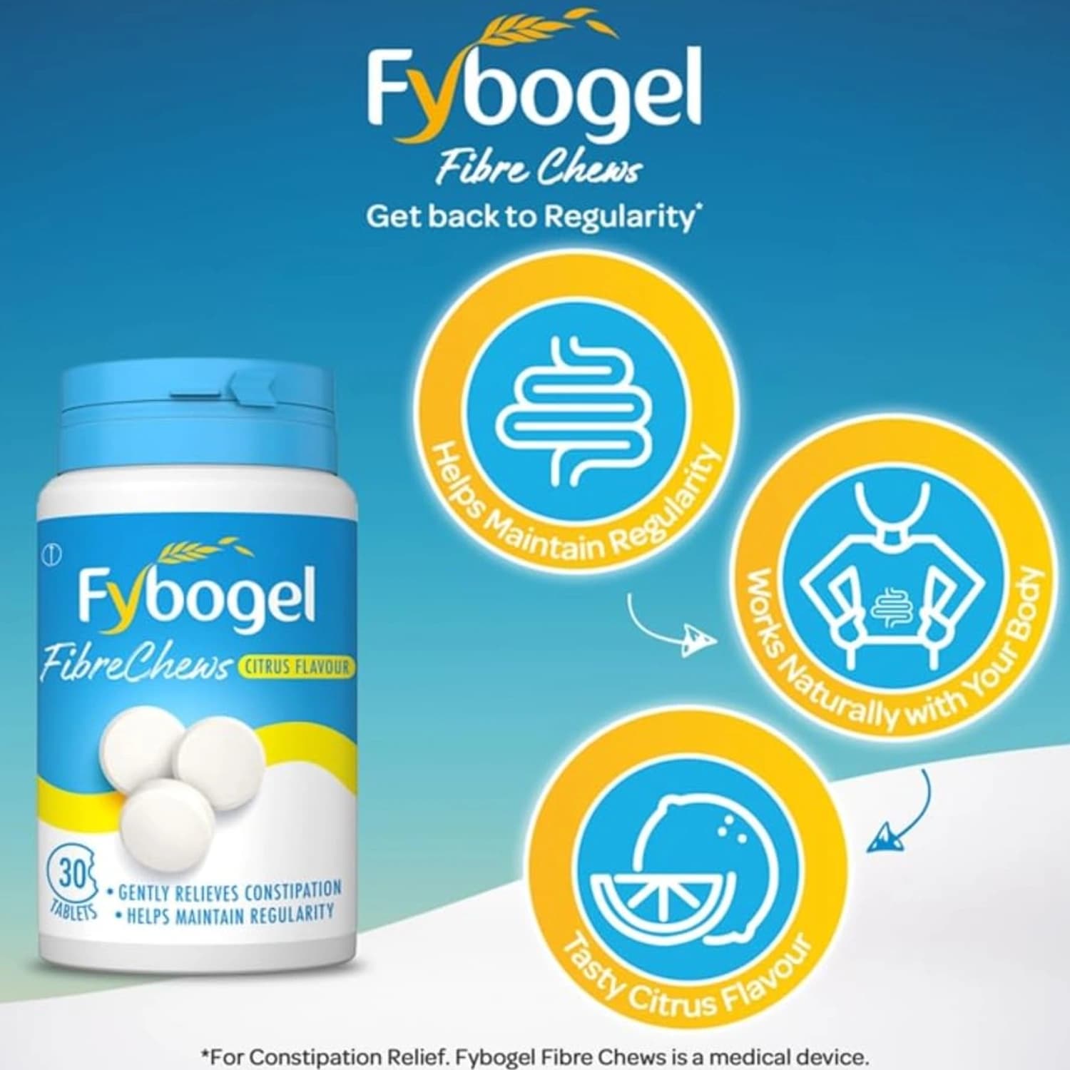 Fybogel FibreChews Citrus Constipation Fibre 30 Tablets
