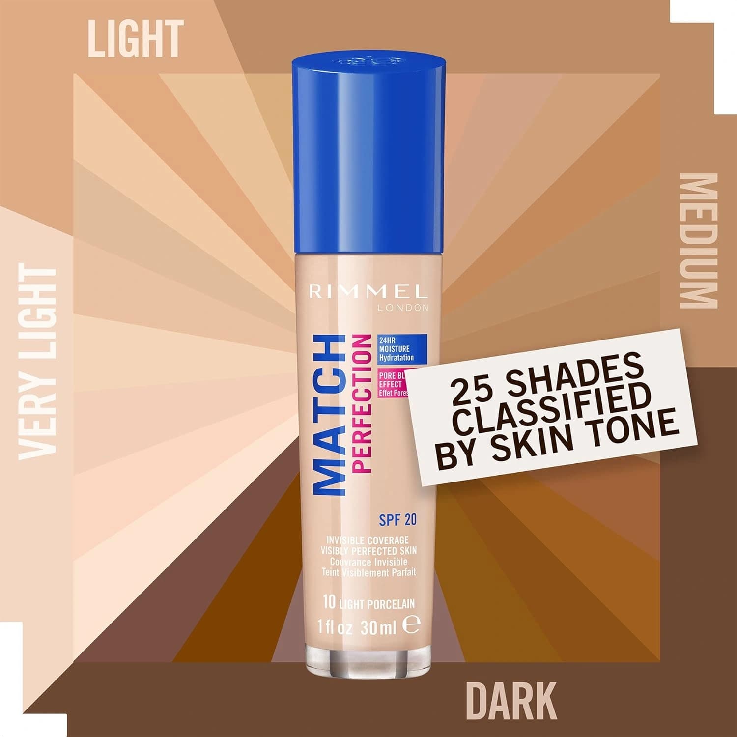 Rimmel London Match Perfection SPF 20 010 Light Porcelain 30ml