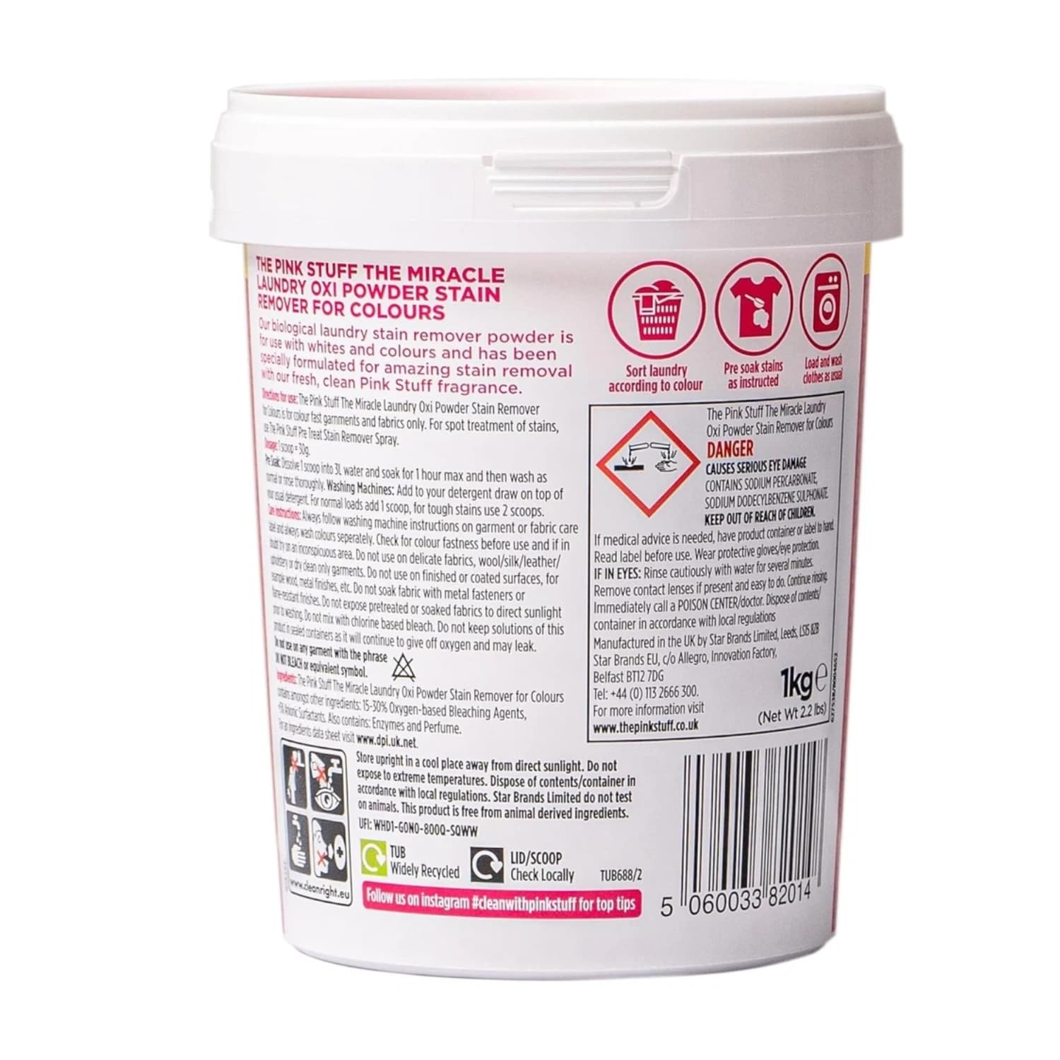 The Pink Stuff Stain Remover Powder for Colours 1kg