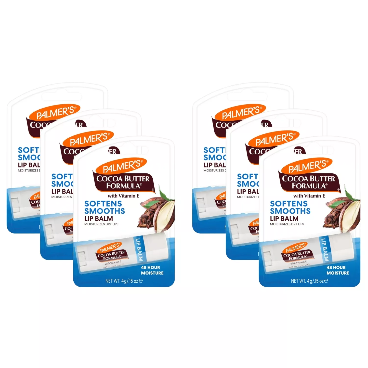 6x Palmers Cocoa Butter Formula Moisturizing Lip Balm SPF 15, 4g