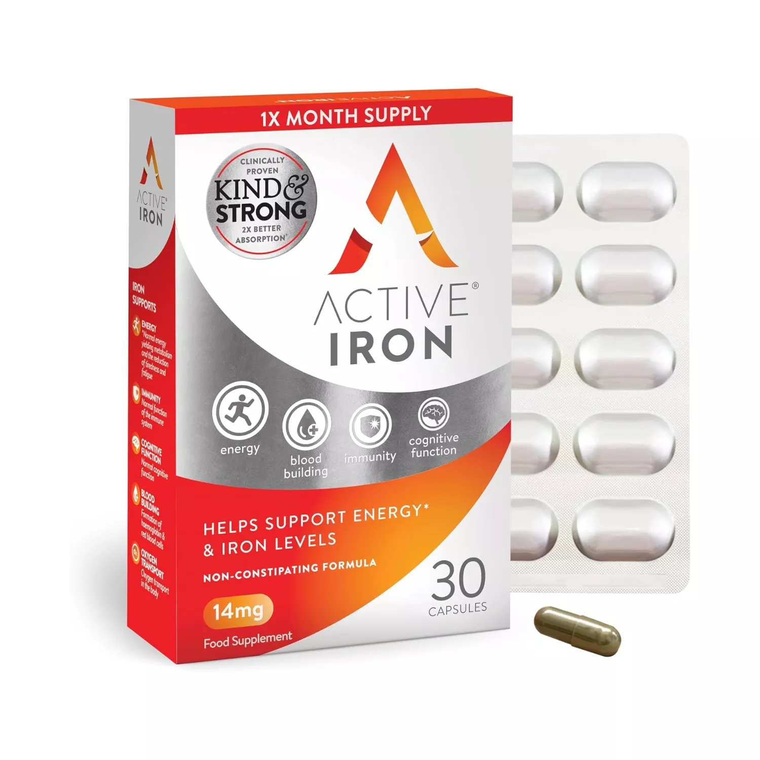 Active Iron Ferrous Sulfate 14mg-30 Capsules