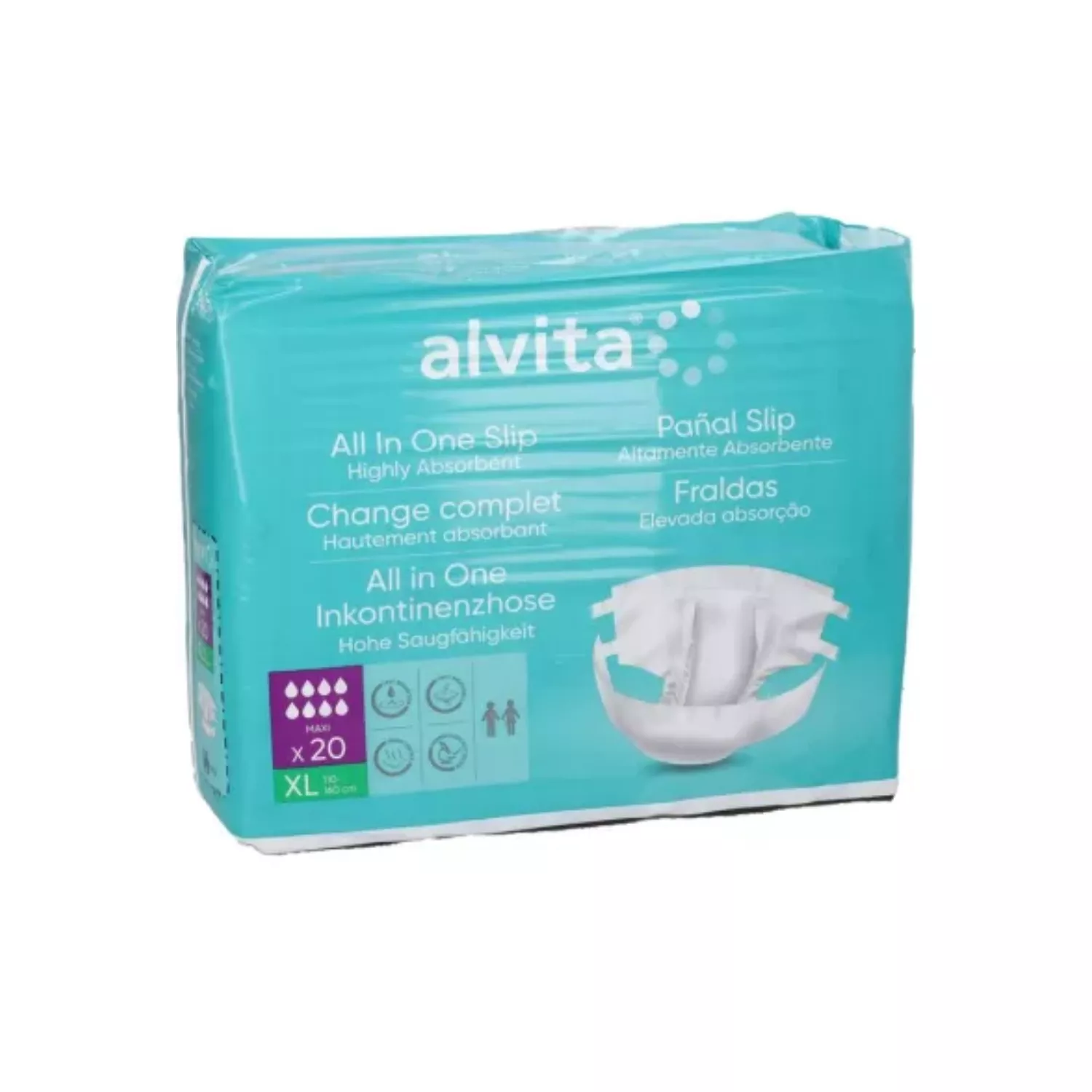 Alvita Incontinence All-In-One, XLarge Night - 20 Pants