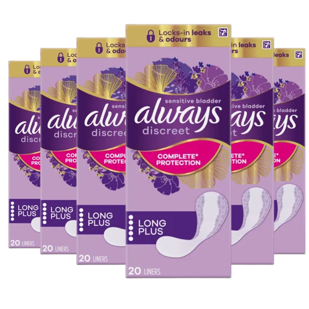 6x Always Discreet Incontinence Liners Women 20 Liners