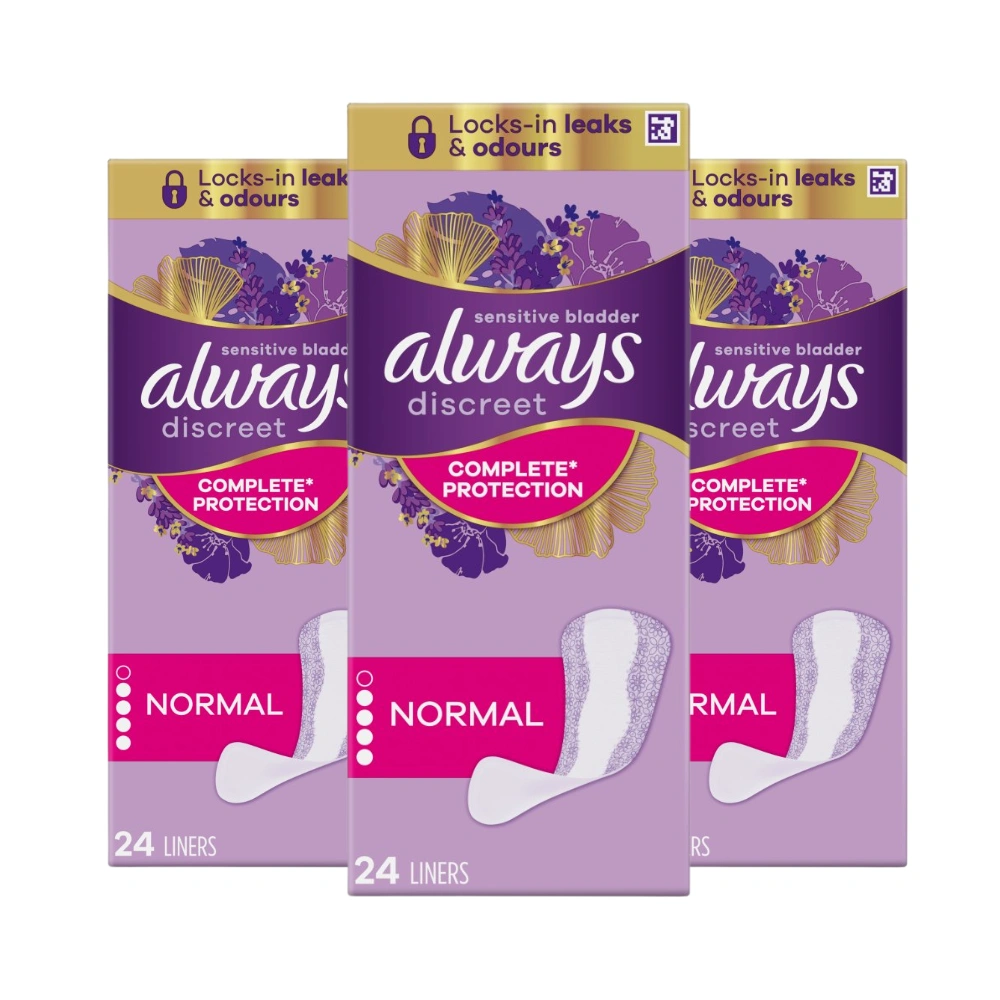 3x Always Discreet Normal Liners -24 Pads