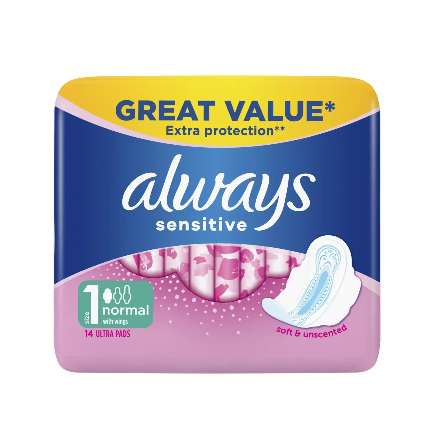 Always Sensitive Normal Ultra (Size 1) Sanitary Pads With Wings