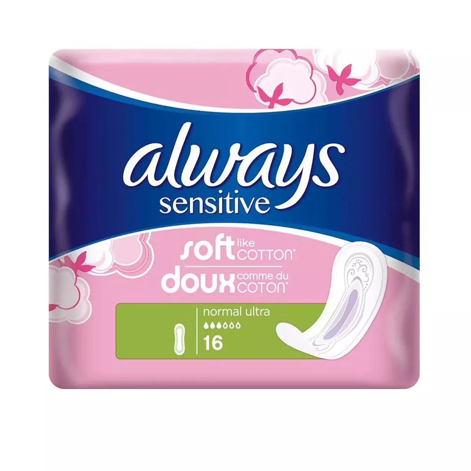 Always Sensitive Normal Ultra Soft Cotton 16 Pads