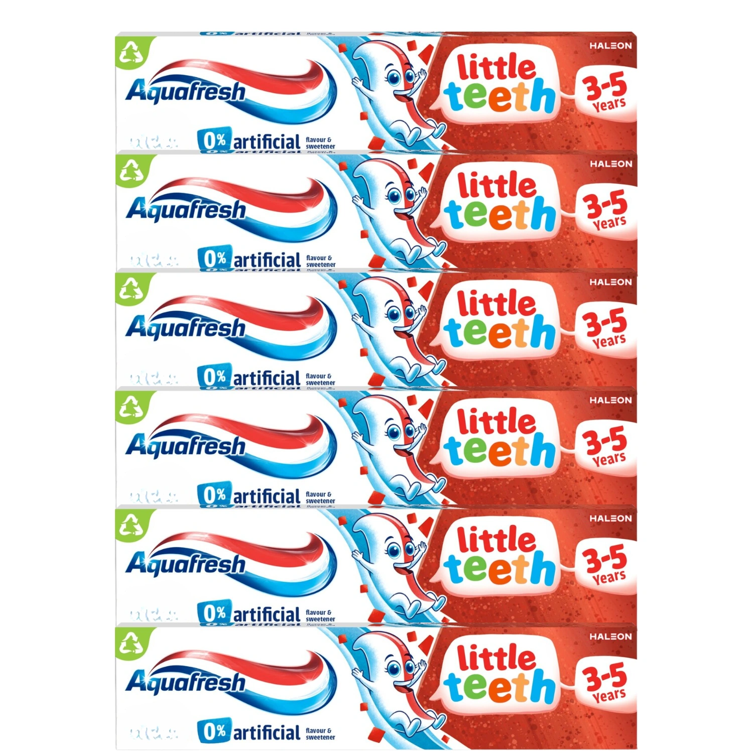 6x Aquafresh Kids Toothpaste Little Teeth 3-5 Years 50 ml