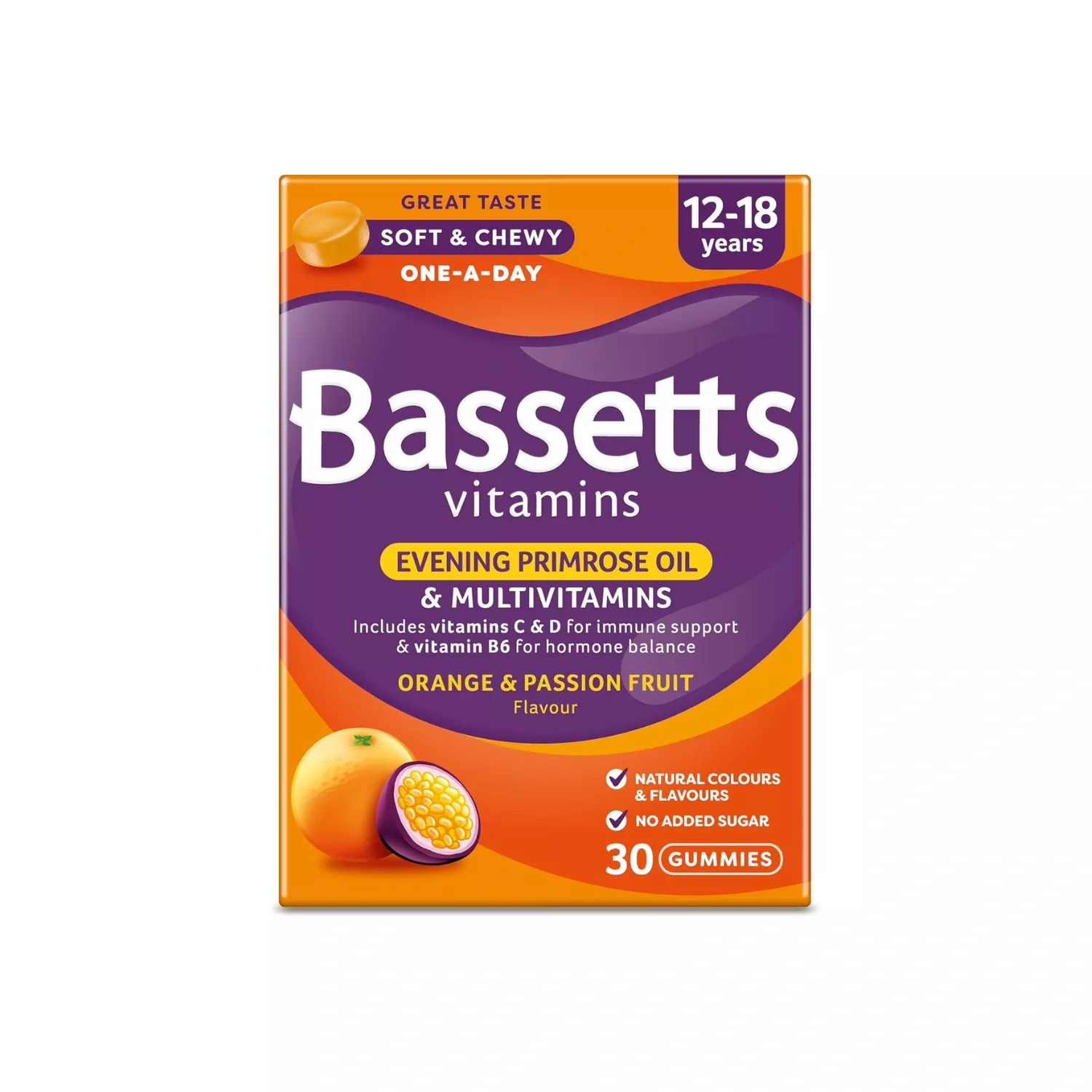 Bassetts Multivitamins Orange & Passion Fruit Flavour Soft & Chewies 12-18 Years 30s
