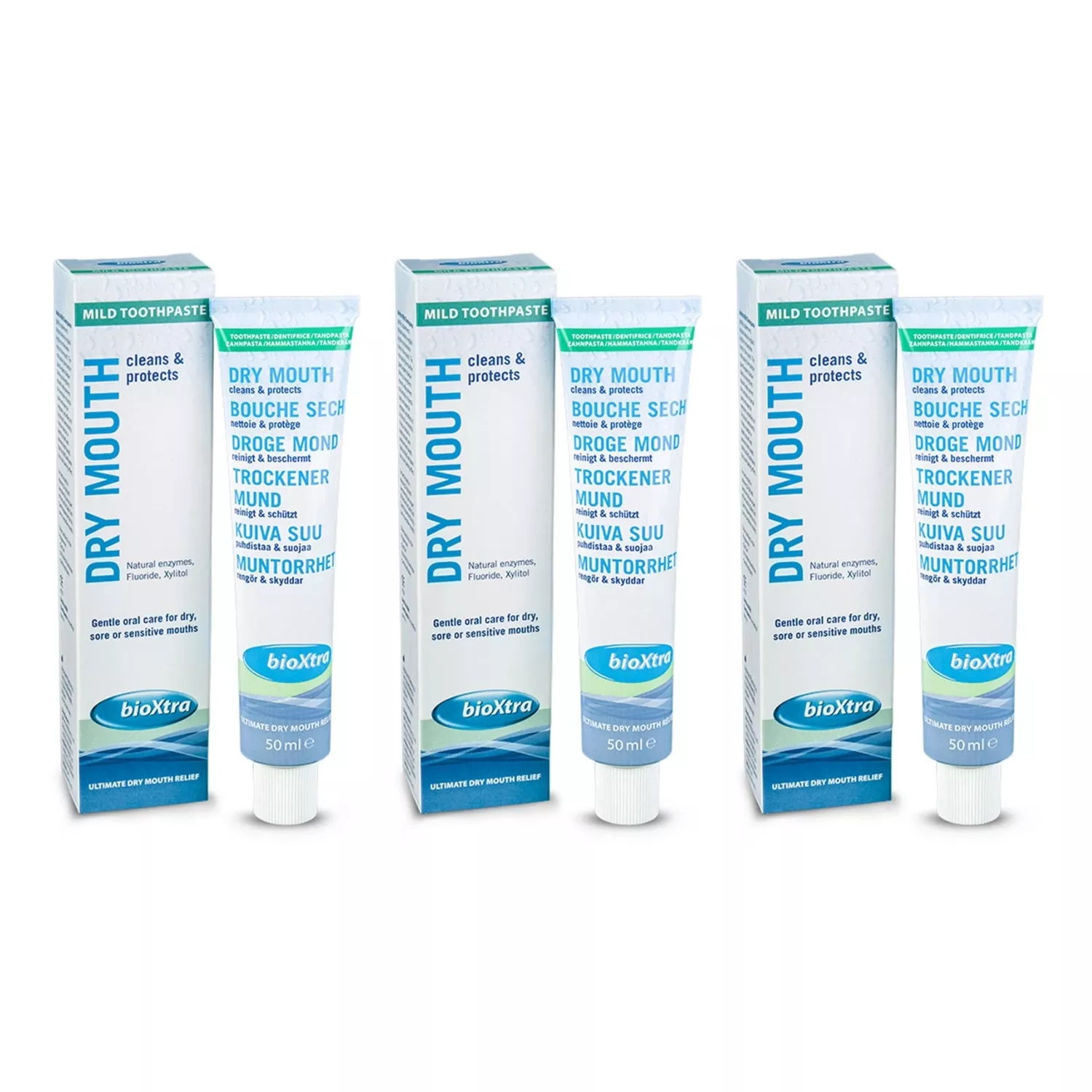 BioXtra Dry Mouth Mild Toothpaste 50ml - Pack of 3