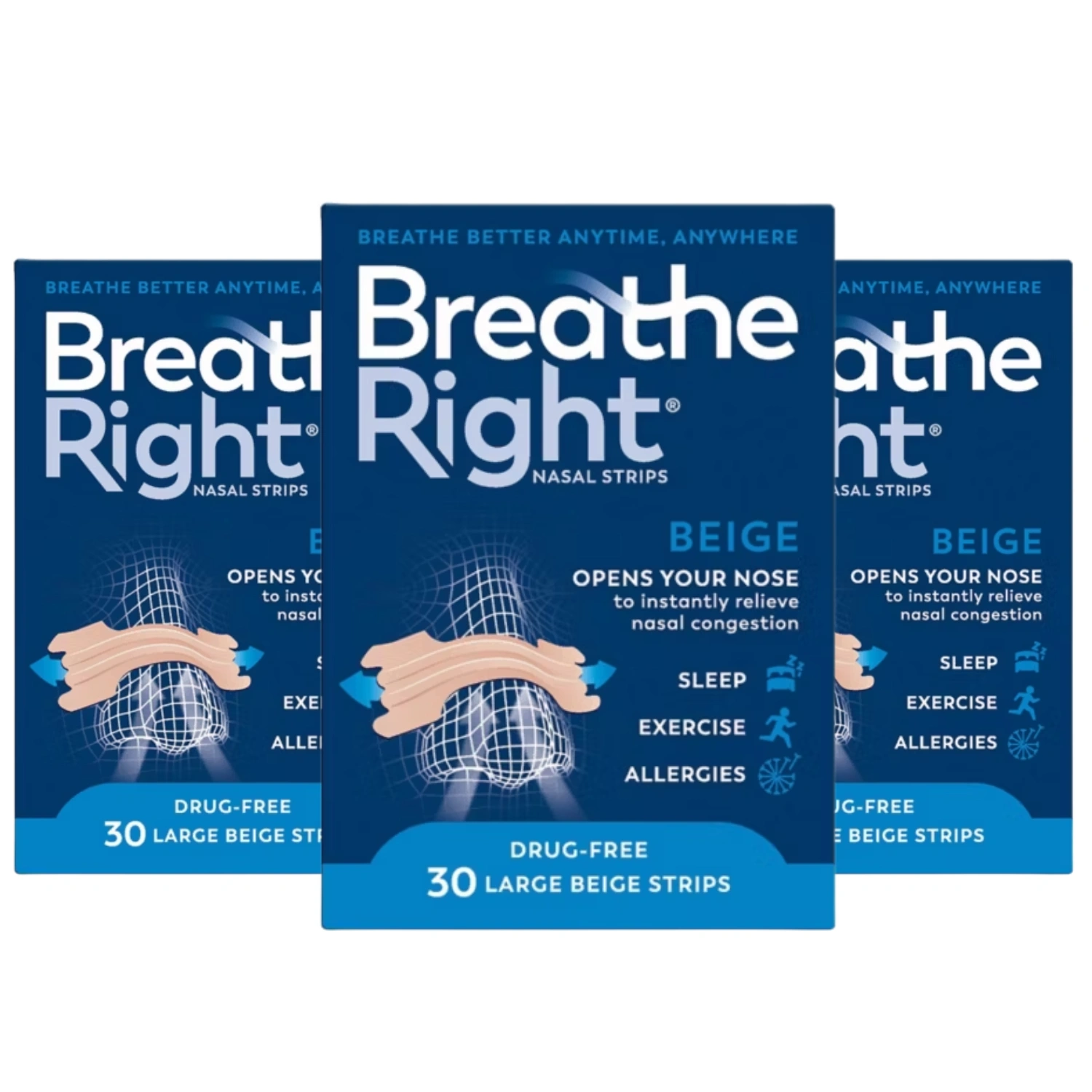 Breathe Right Nasal Strips 30 Strips  Pack of 3