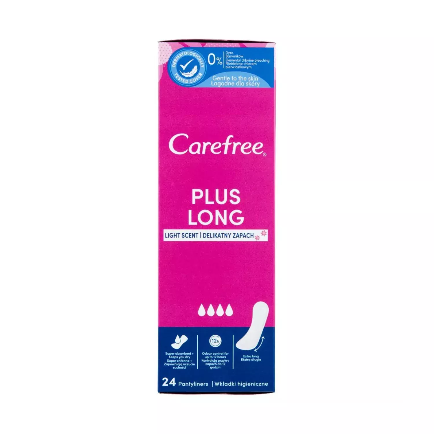Carefree Plus Long Panty Liners 24 Pack