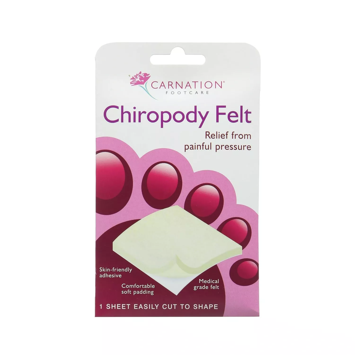 Carnation Chiropody Felt Sheet Easily Cut to Shape