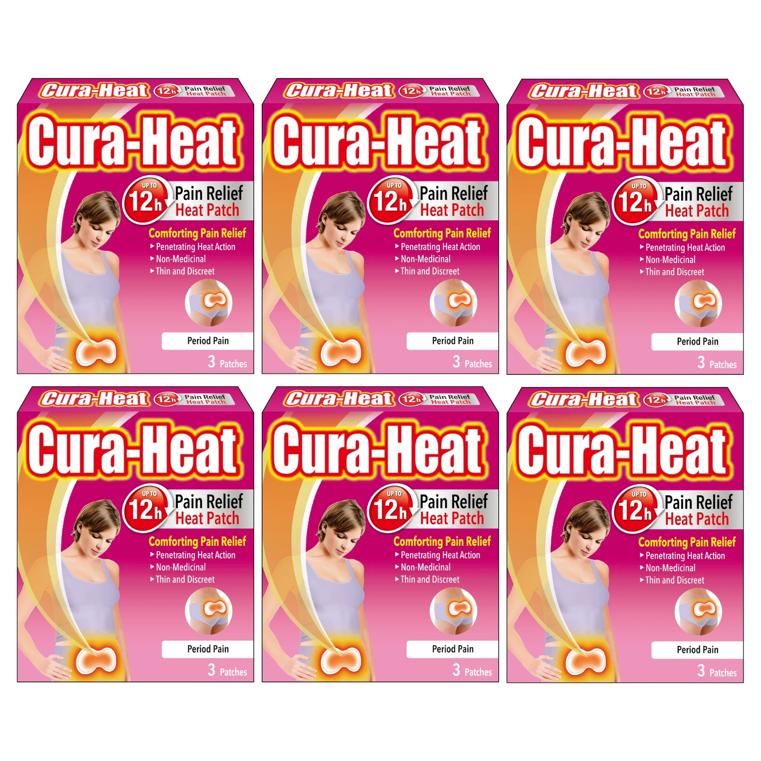 Cura-Heat Period Pain Relief 3 Patches - Pack of 6