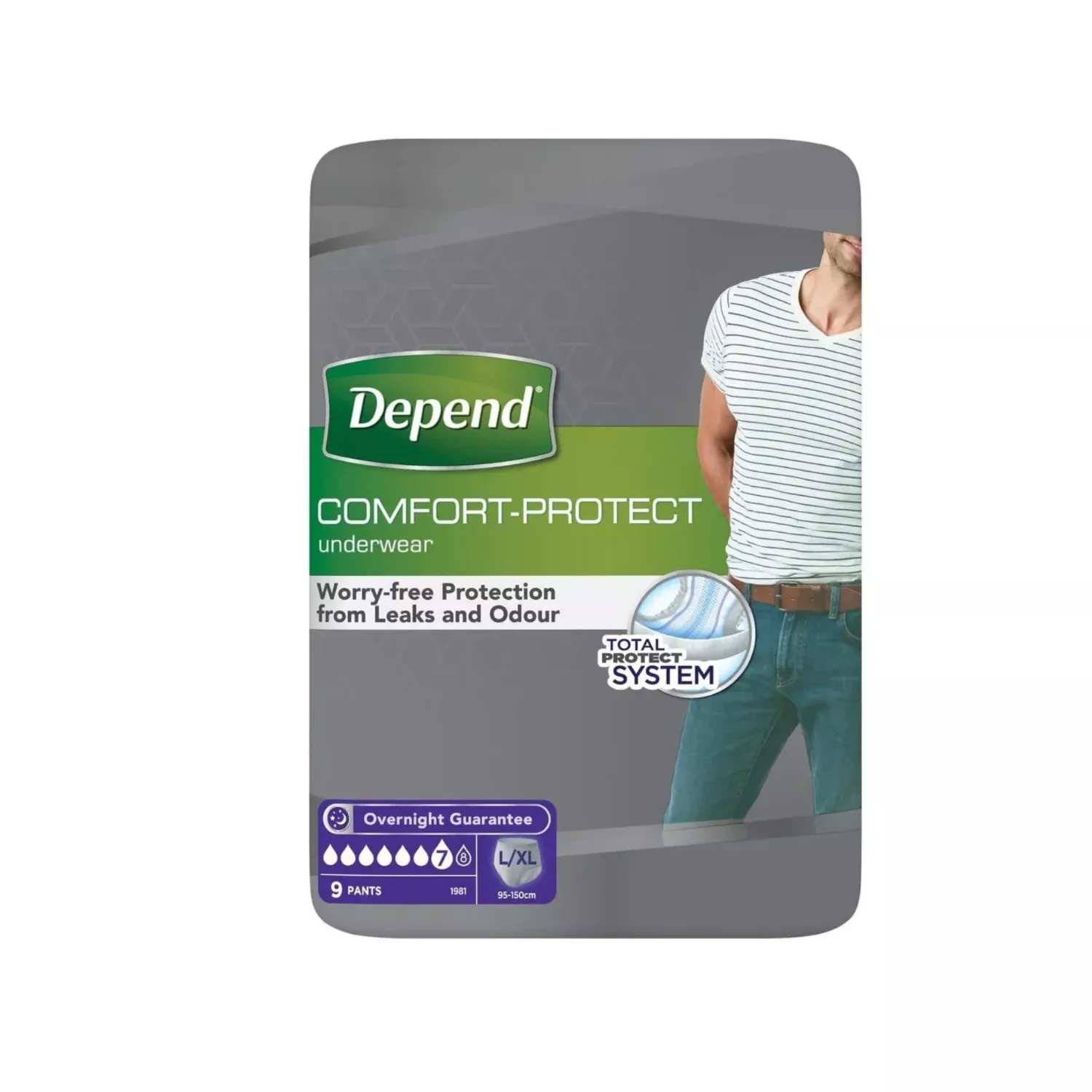 Depend Comfort Protect Underwear L/XL 9 Count