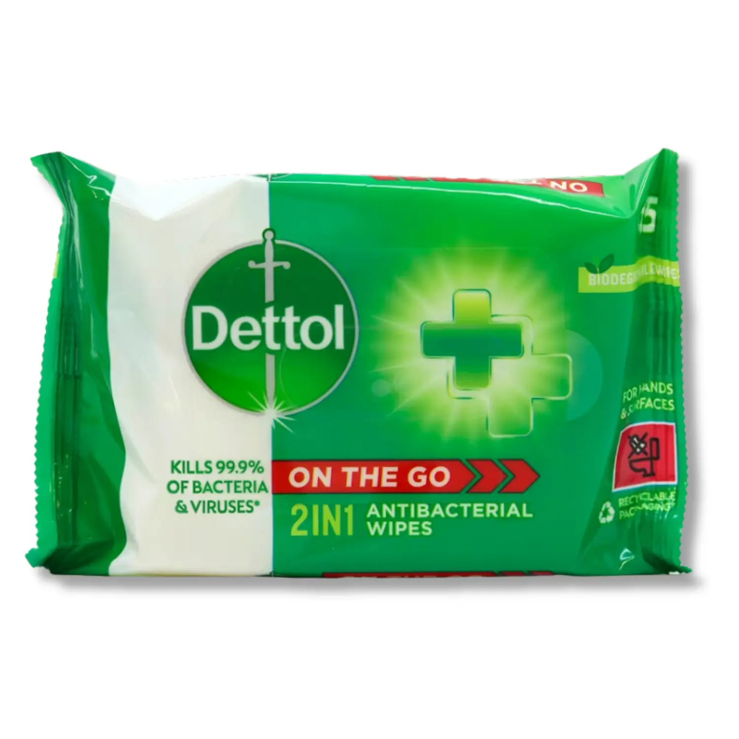 Dettol 2 in 1 Anti-Bacterial For Hands & Surfaces 15 Wipes