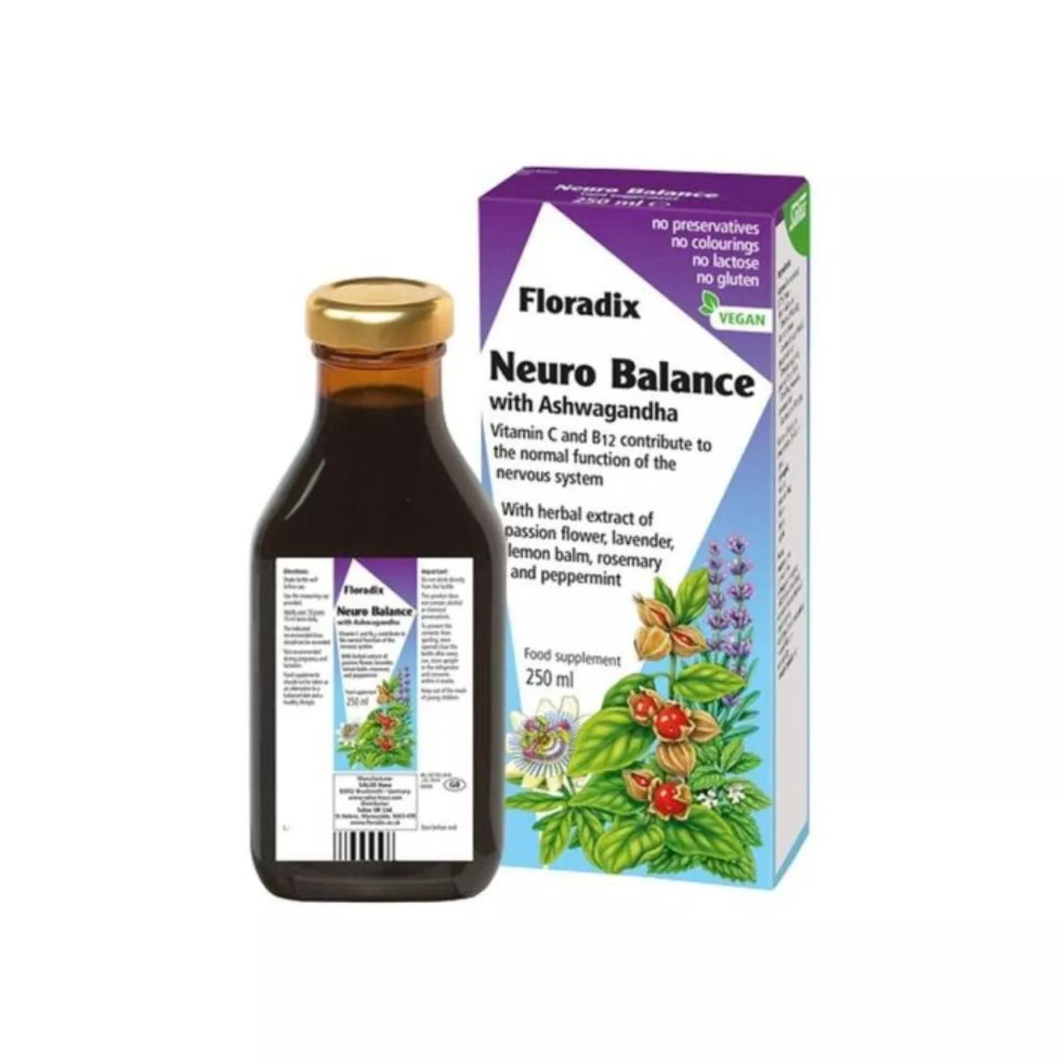 Floradix Neuro Balance with Ashwagandha, 250 ml