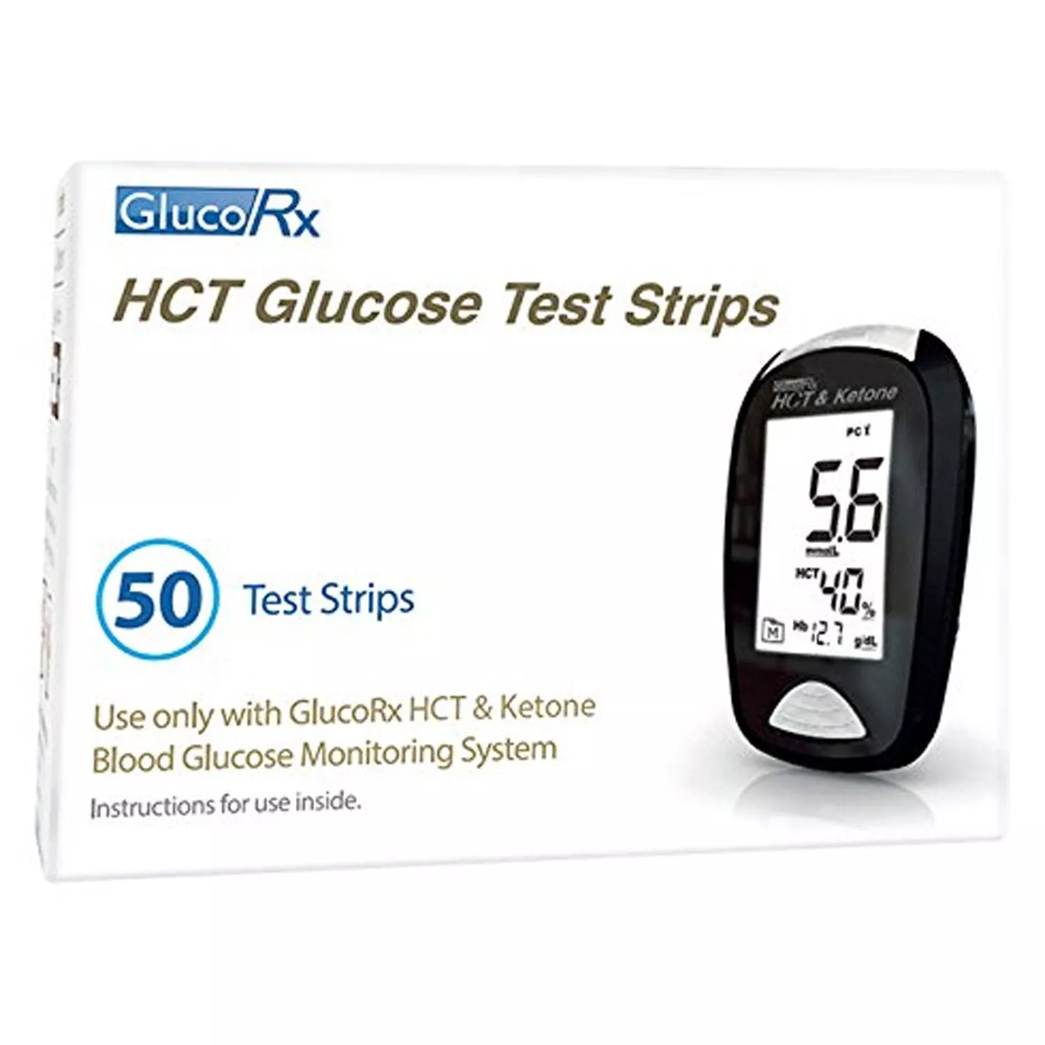 GlucoRx HCT Glucose Test Strip 50 Pack